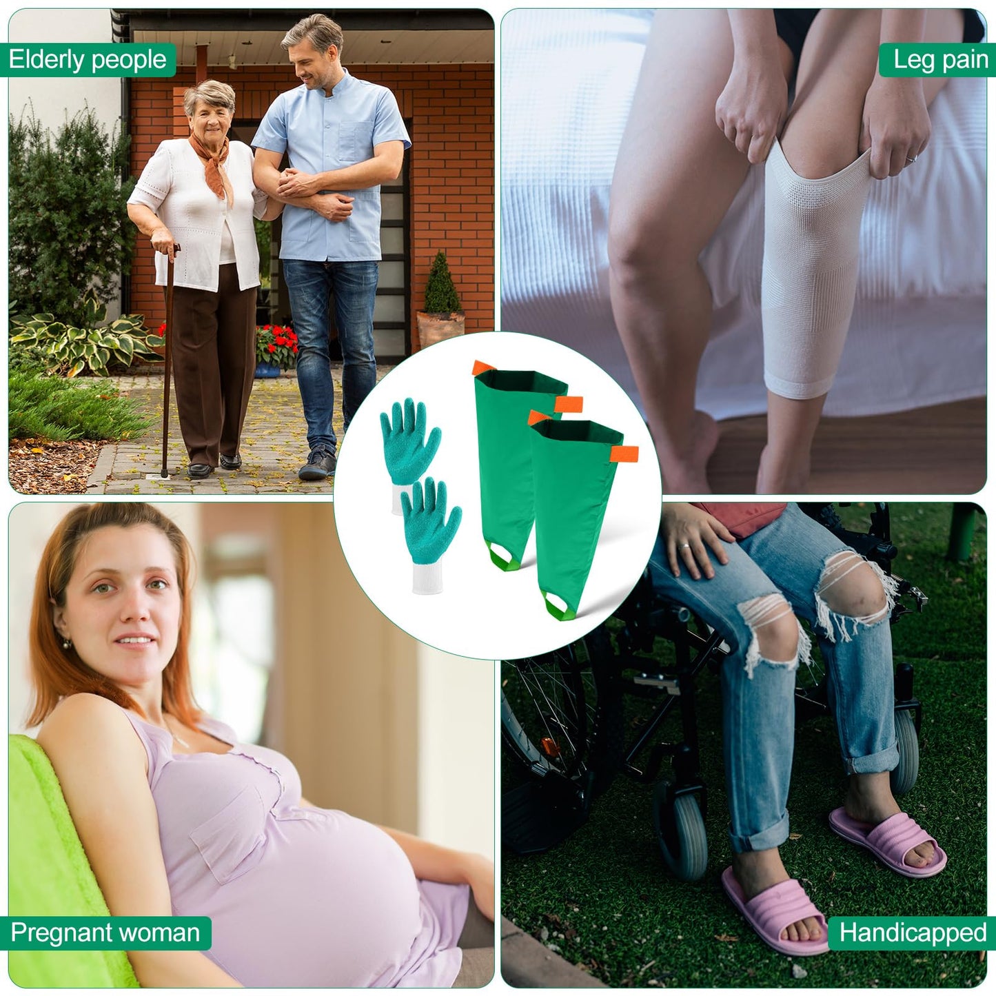 Vicenpal 2 Pcs Easy Slide Compression Stocking Aid Device for Putting on Socks Helpers Tool Compression Stocking Donning Gloves for Seniors Women - Medaid International