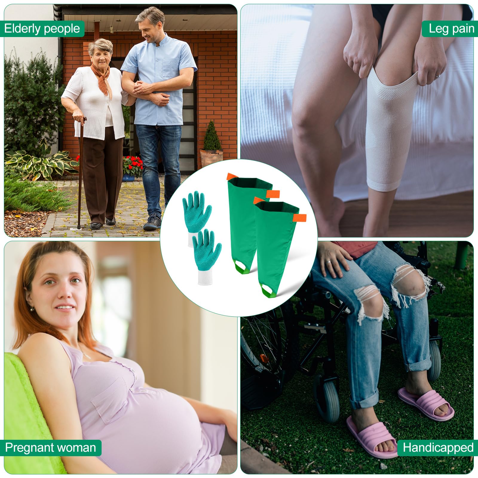 Vicenpal 2 Pcs Easy Slide Compression Stocking Aid Device for Putting on Socks Helpers Tool Compression Stocking Donning Gloves for Seniors Women - Medaid International