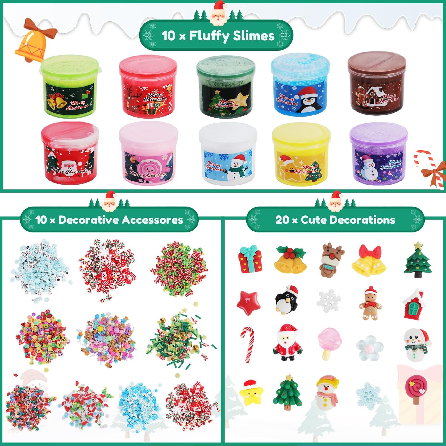 Slime Advent Calendar 2025, Christmas Countdown Calendar 24 Days, DIY Cute Butter Slime Supply Kit 24 Days of Surprises - Xmas Gifts with Charms Party Favors Stocking Stuffers for Kids - Medaid International