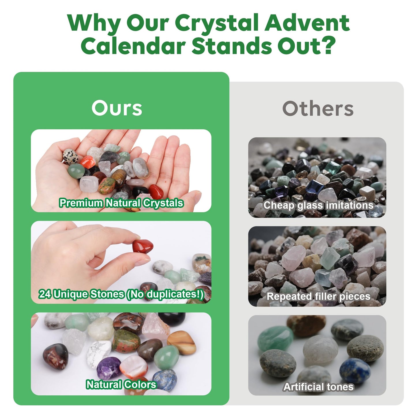 Crystal Advent Calendar 2025 for Kids, 24 Natural Gemstones & Healing Stones Advent Calendar with Geographic Gemstone Rocks and Minerals - Christmas Countdown Gift for Boys, Girls, Teens & Adults - Medaid International