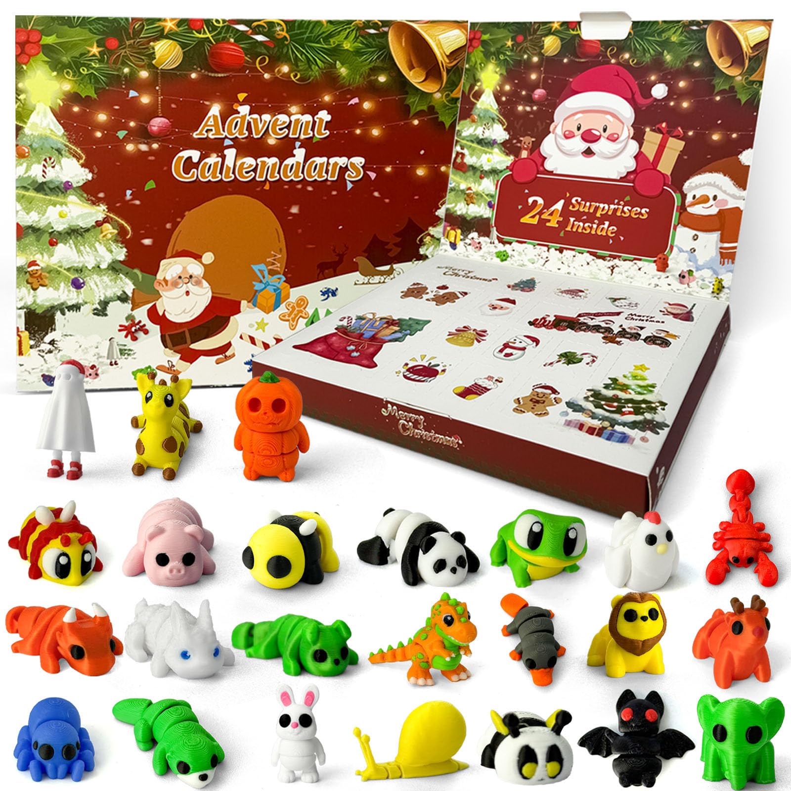 Christmas advent calendar 2025 3D printing animals, 24 Days Christmas Countdown Calender Toys Set, Xmas Gifts Advent Calendars for Boys Girls Ages 4-8 3-5 8-12 (Animal-C) - Medaid International