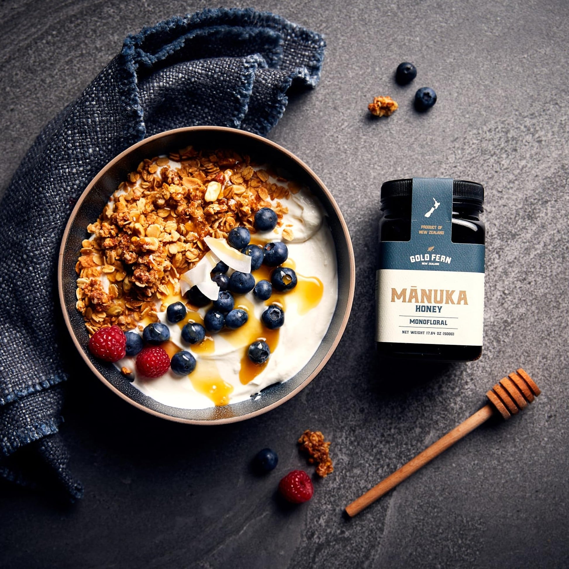 Gold Fern Honey - Raw New Zealand Manuka Honey | 1.1lb Monofloral MGO 200+ | Pure, Natural, Unpasteurized, and Unfiltered Superfood Honey, Traceable from Hive to Hand. - Medaid International