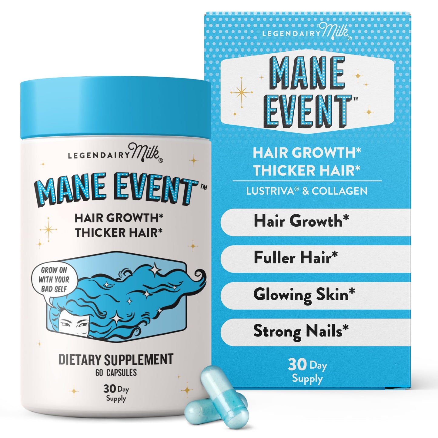 Hair Growth Vitamins for Women - Biotin for Hair Growth with Collagen & Lustriva, Products & Supplements for Thinning, Thicker, Fuller, Stronger Skin & Nails, Legendairy Milk Mane Event™ - Medaid International