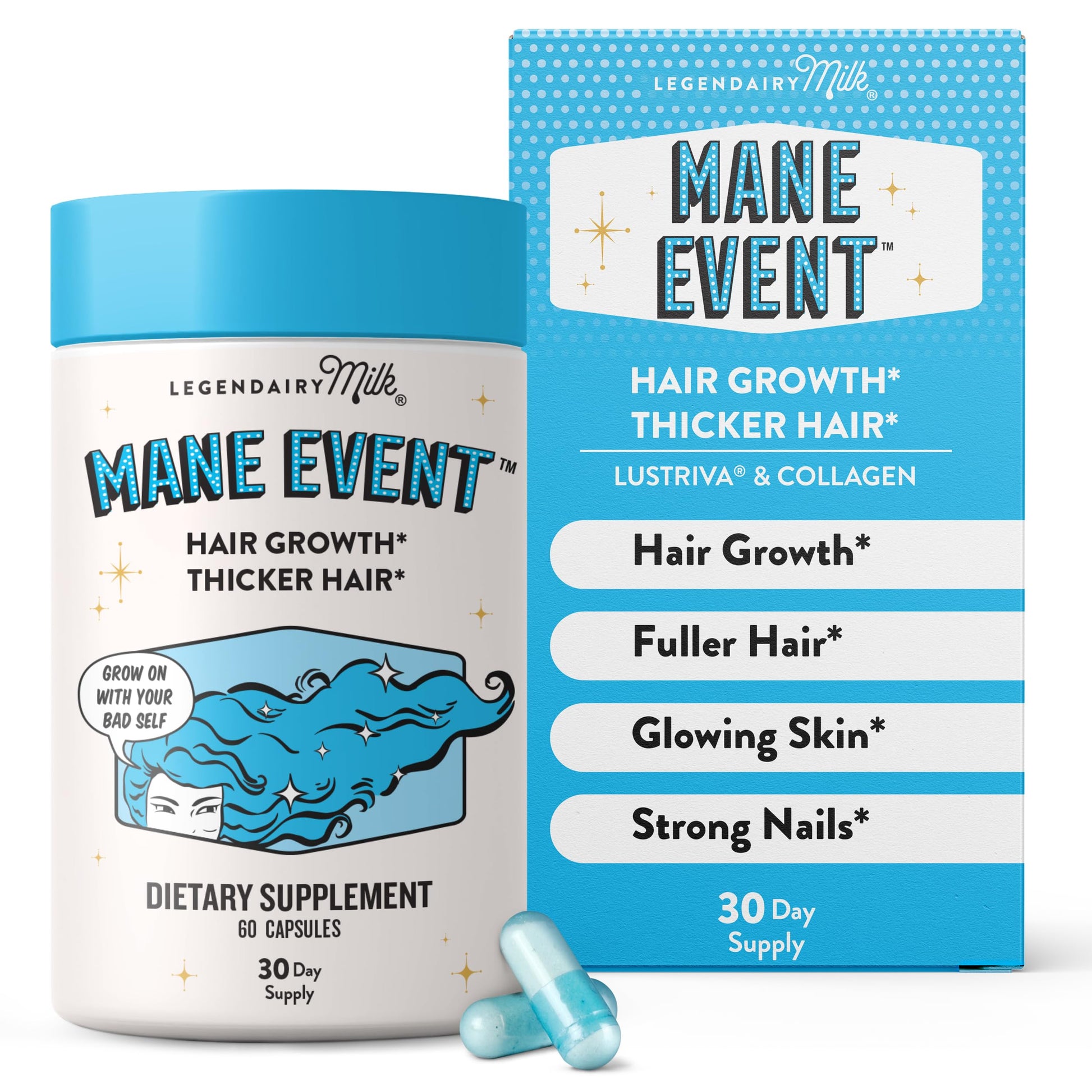 Hair Growth Vitamins for Women - Biotin for Hair Growth with Collagen & Lustriva, Products & Supplements for Thinning, Thicker, Fuller, Stronger Skin & Nails, Legendairy Milk Mane Event™ - Medaid International