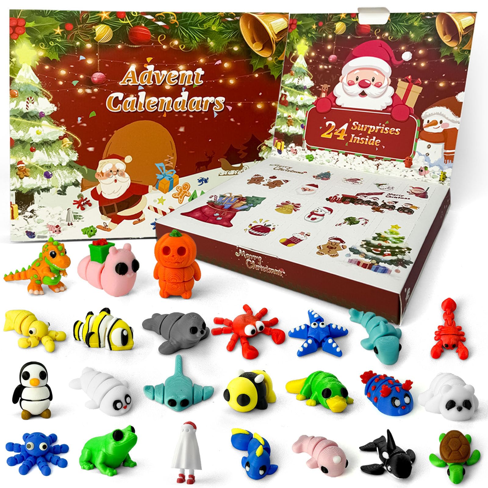 Christmas advent calendar 2025 3D printing animals, 24 Days Christmas Countdown Calender Toys Set, Xmas Gifts Advent Calendars for Boys Girls Ages 4-8 3-5 8-12 (Animal-B) - Medaid International