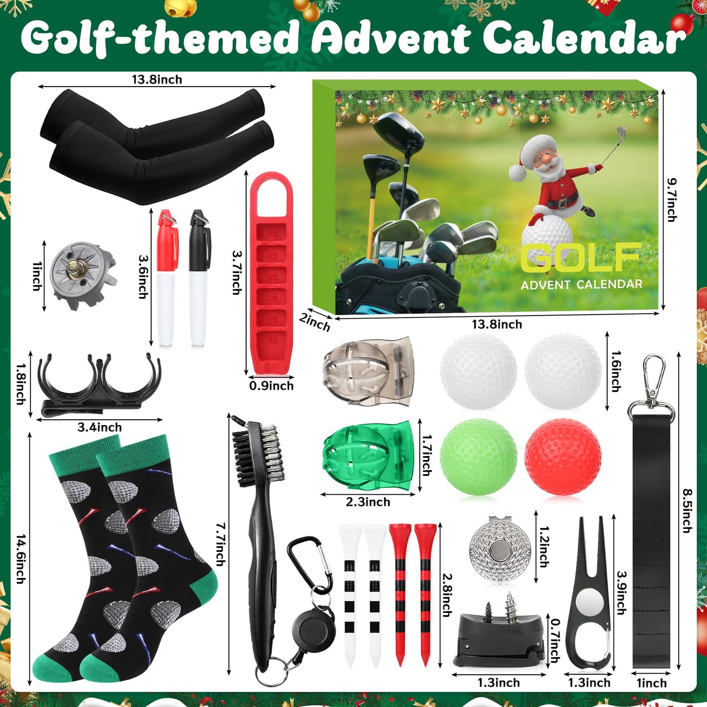 Golf Advent Calendar 2025 for Men, Christmas Countdown Calendar with 24 PCS Golf Surprises Novelty Golf Accessories Xmas Gifts for Adults Men Women Dad Husband Golf Lovers - Medaid International