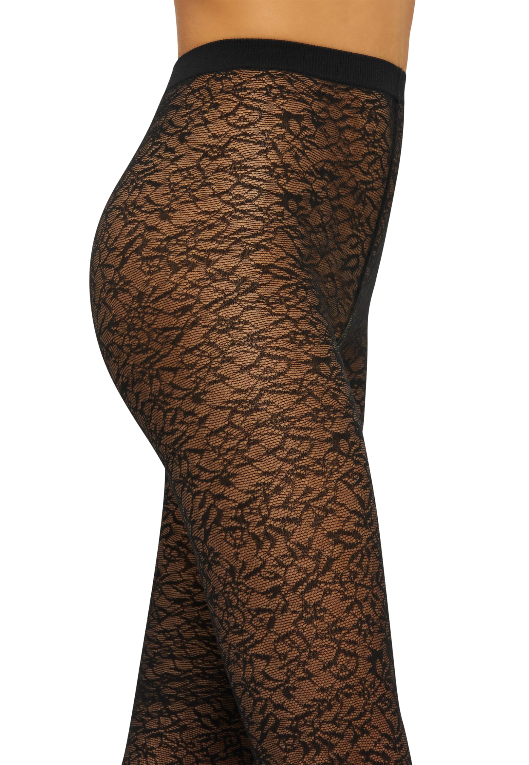 Wolford Women's Floral Jacquard Tights, Black, Small - Medaid International
