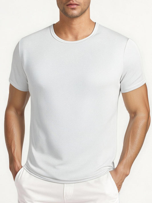 Men's T-Shirt Sporty Quick-Drying Crewneck Light and Comfortable Summer Sports Top,White - Medaid International