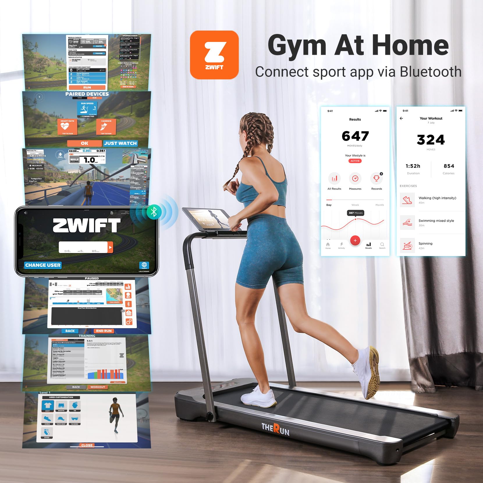 THERUN Walking Pad Treadmill, 3.0 HP Under Desk Treadmills, 2 in 1 Portable Treadmill for Home, Walking Pad with Handle Bar, 18" Widened Running Belt, 350 lbs Capacity with App Connection, Remote - Medaid International