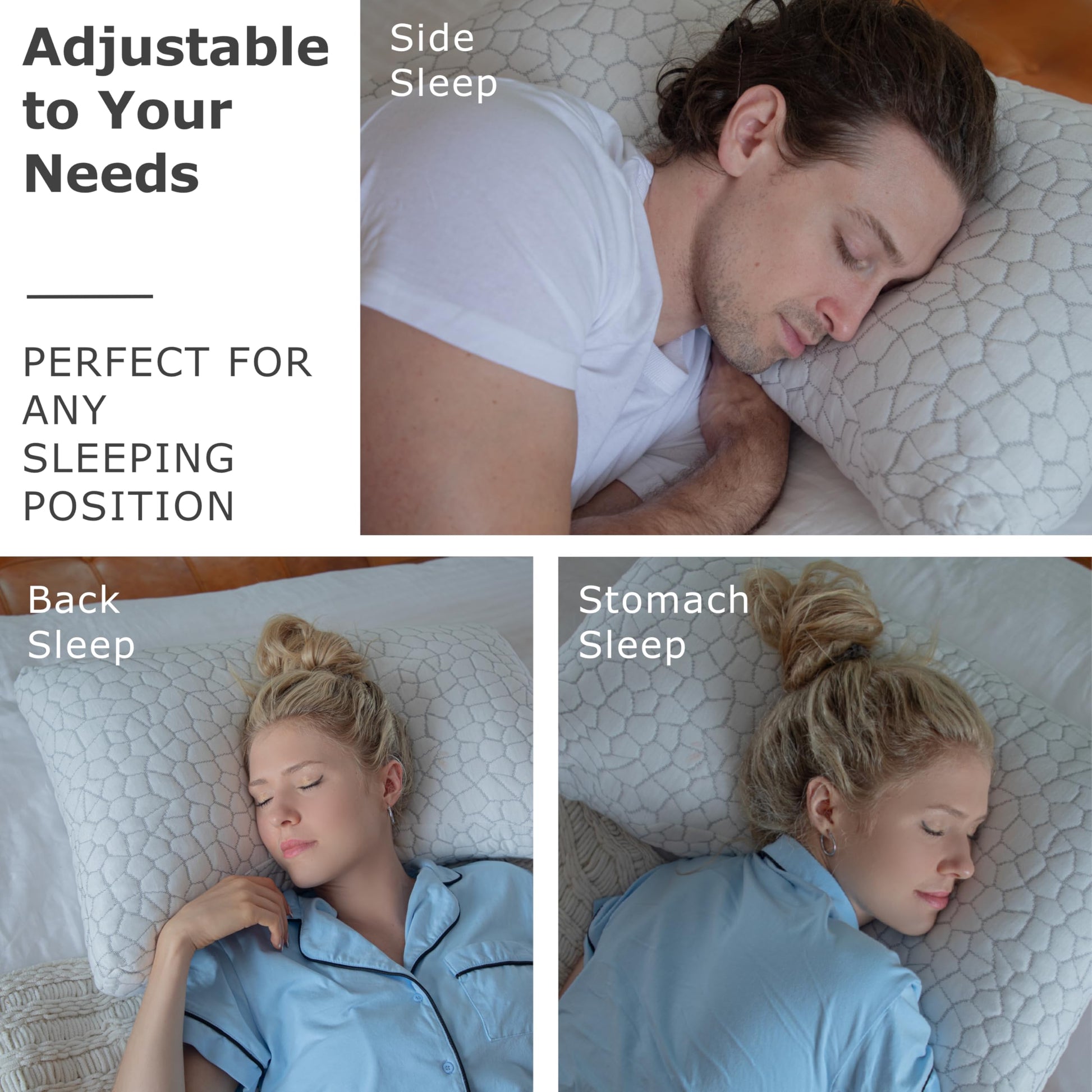 Pharmedoc Adjustable Shredded Memory Foam Bed Pillow - Perfect for Side Sleeper - Rectangular - Neck Support for Pain Relief - Queen Size - Extra Filling Pack - Medaid International