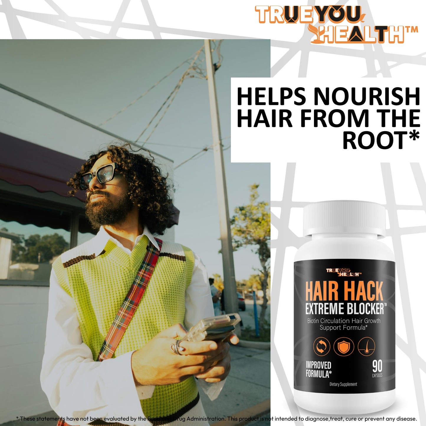 Hair Hack Extreme Blocker - Our Best Hair Growth Supplement - Natural Hair Regrowth Hair Vitamins for Thicker Hair Growth - Vitamin B7 Biotin and Folic Acid - Vitamin D3 Hair Growth Vitamins - Medaid International