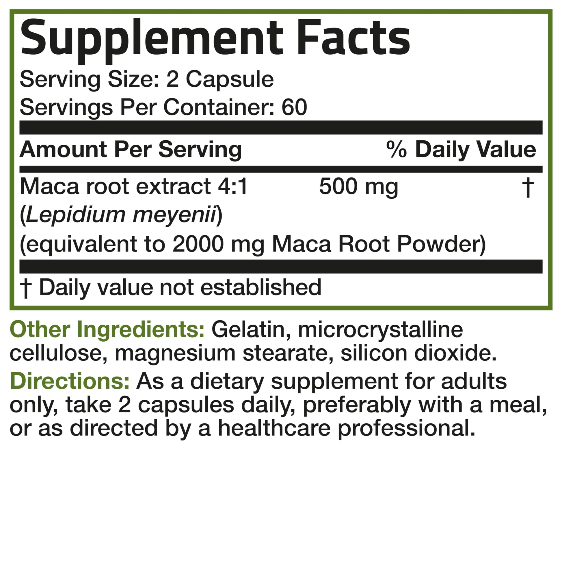 Bronson Maca Root Lepidium Meyenii Non-GMO, 120 Vegetarian Capsules - Medaid International