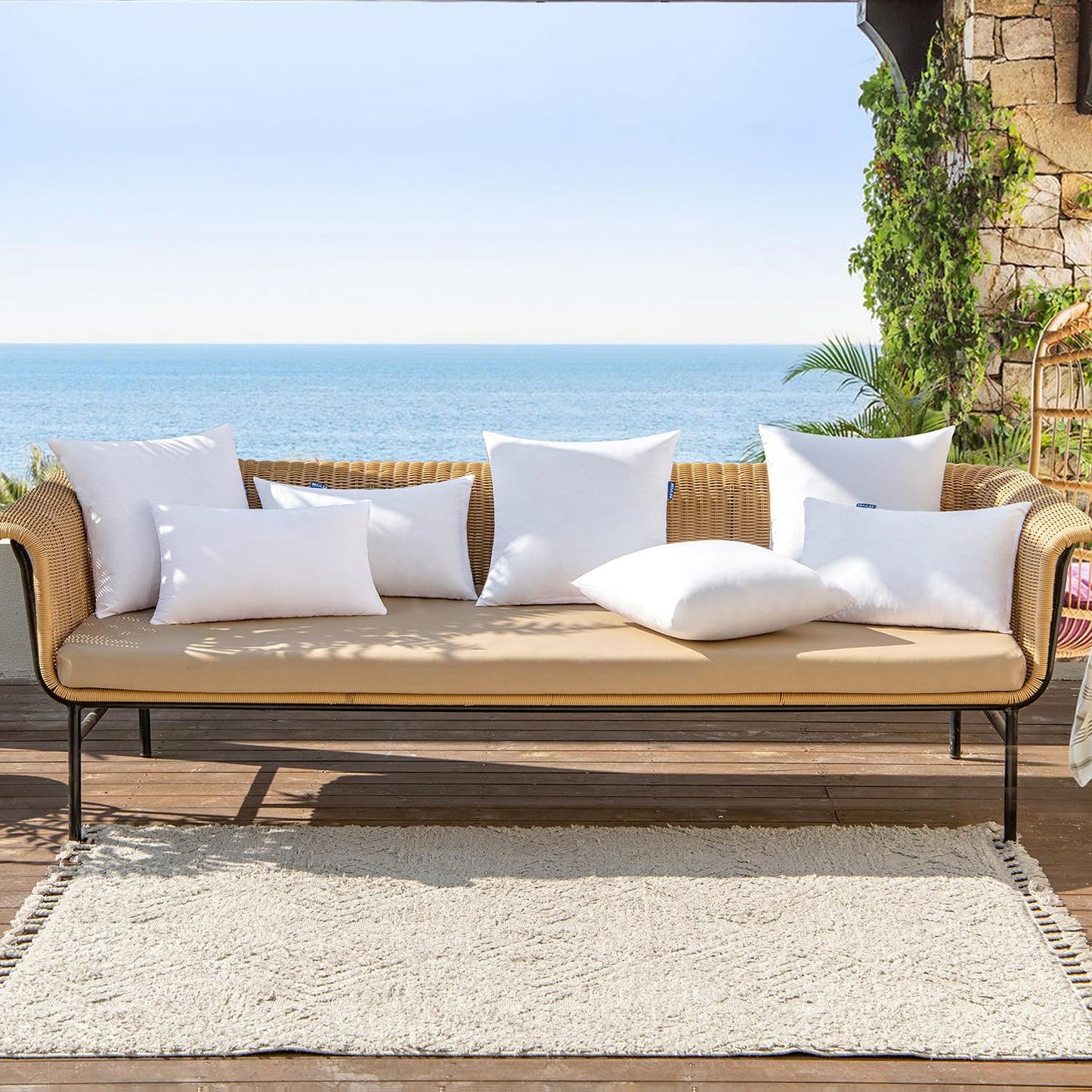 MIULEE Pack of 2 18x18 Outdoor Pillow Inserts, Outdoor Throw Pillows Water-Resistant Decorative Premium Square Pillow Stuffer Sham for Porch Swing Couch Sofa Cushion Patio Furniture - Medaid International