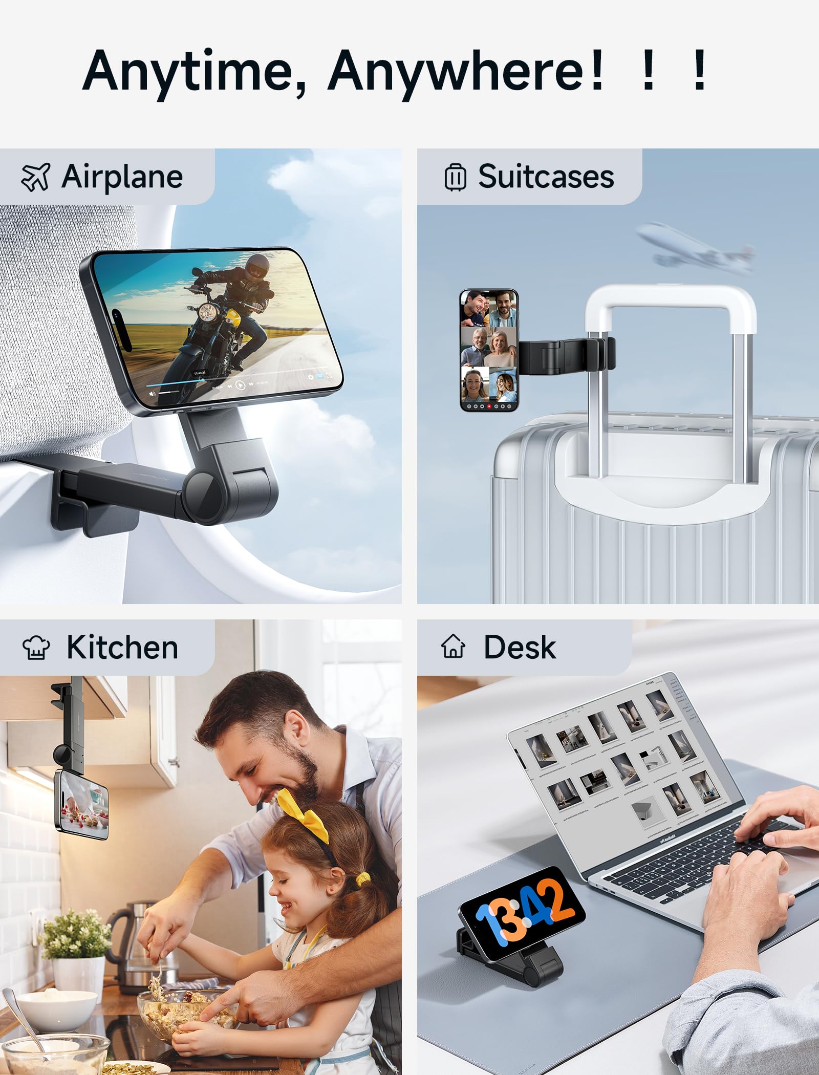 JSAUX Airplane Phone Holder Mount, Travel Essentials for Magsafe Accessories, Magnetic Plane Phone Holder, Travel Accessories Must Haves for Airplane for iPhone 16/15/14/13/12 - Medaid International