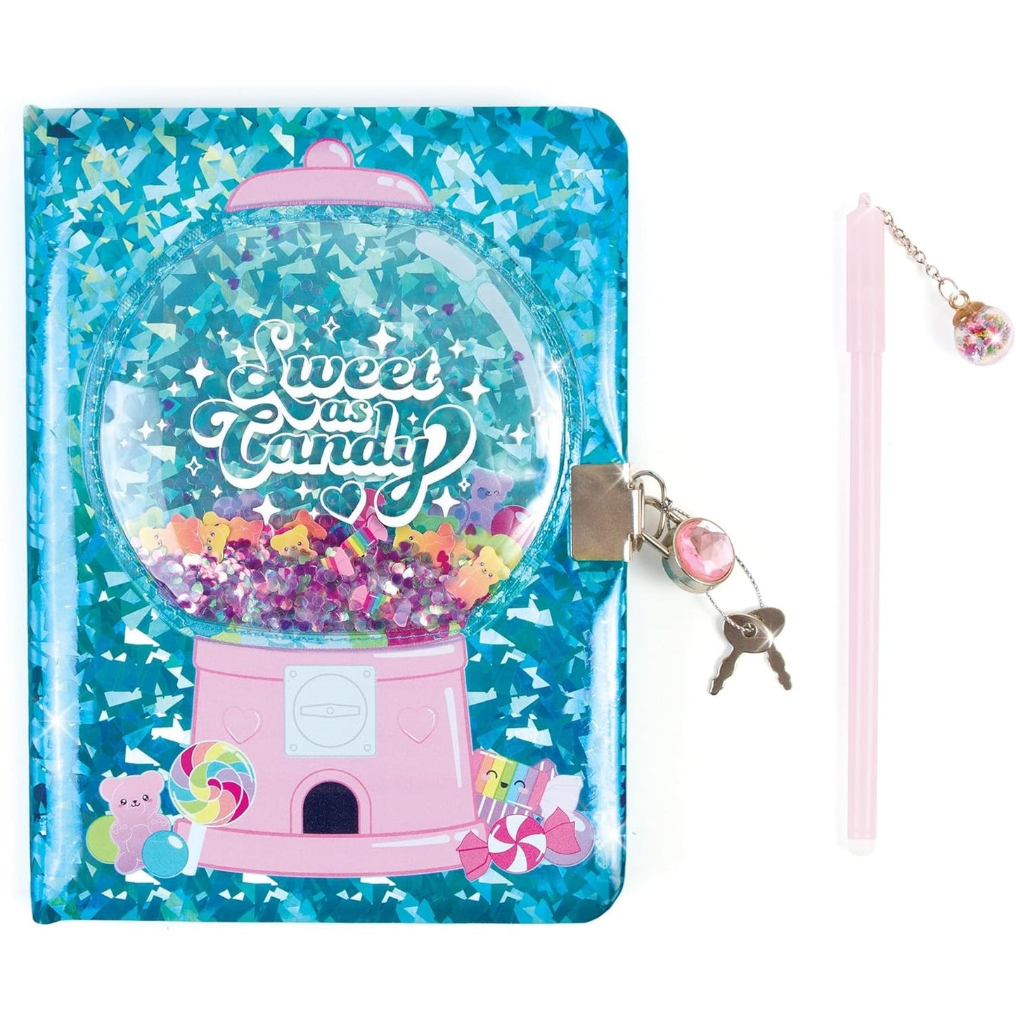 Bubble Gum Glitter Locking Journal with Pen - Medaid International