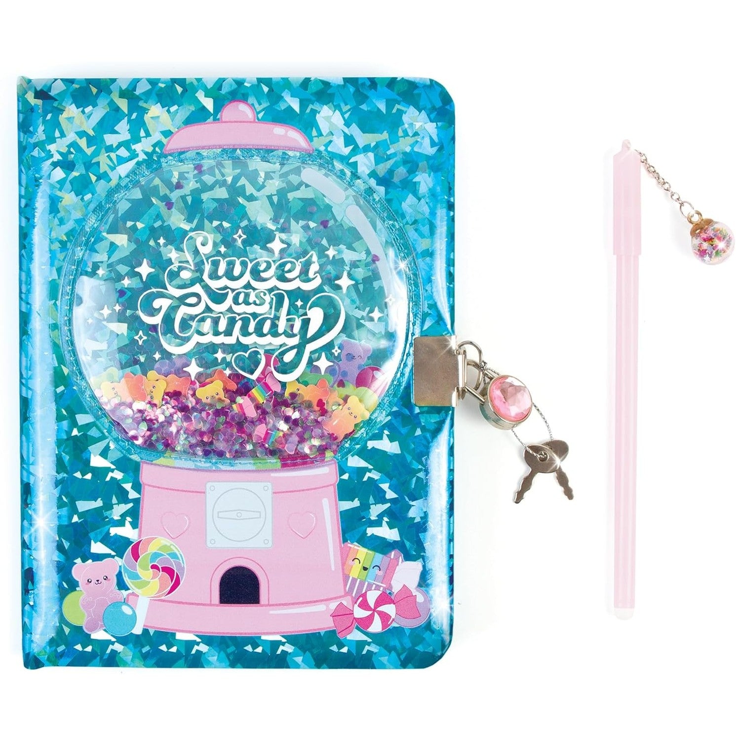 Bubble Gum Glitter Locking Journal with Pen - Medaid International
