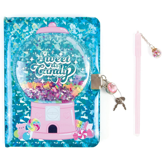Bubble Gum Glitter Locking Journal with Pen - Medaid International
