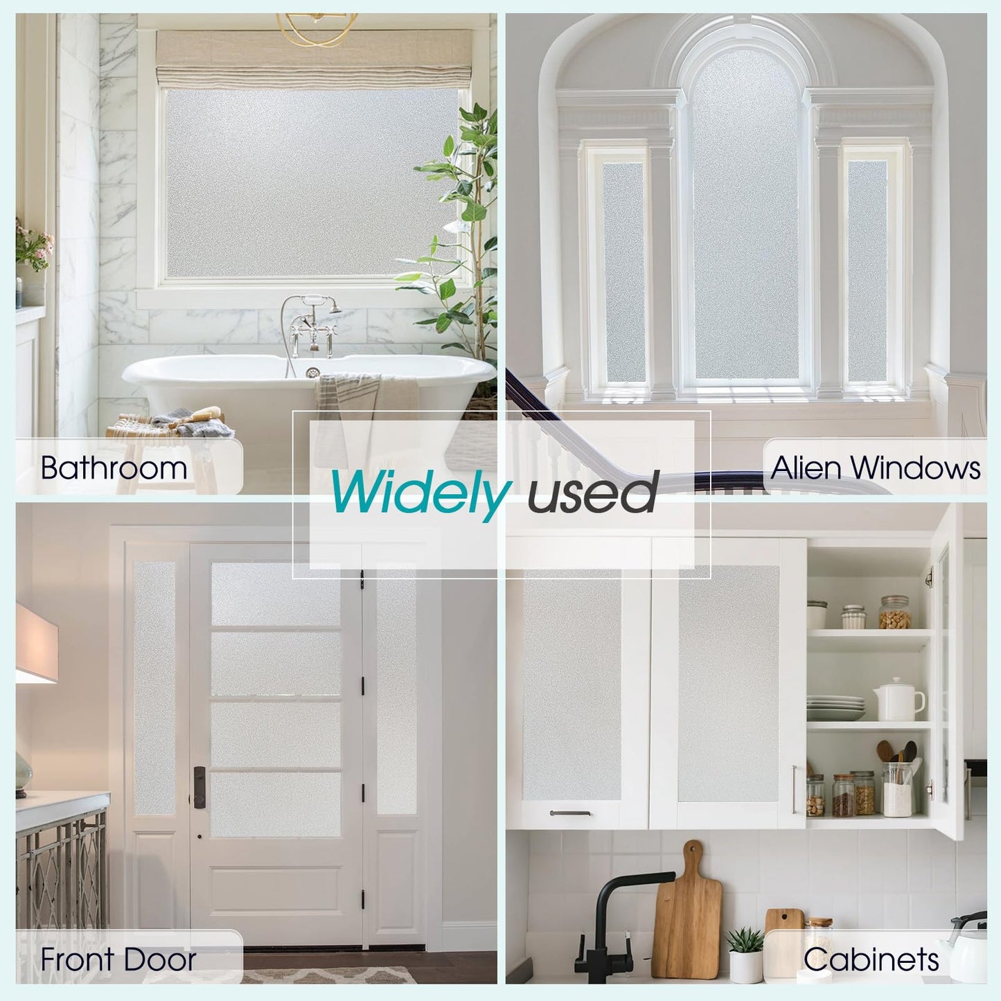 Coavas Window Privacy Film Frosted Glass Static Clings, Bathroom Frosting Decorative Window Stickers, Heat UV Blocking Anti-Glare Door Window Coverings Day and Night (17.5 x 78.7 Inch, Pure) - Medaid International