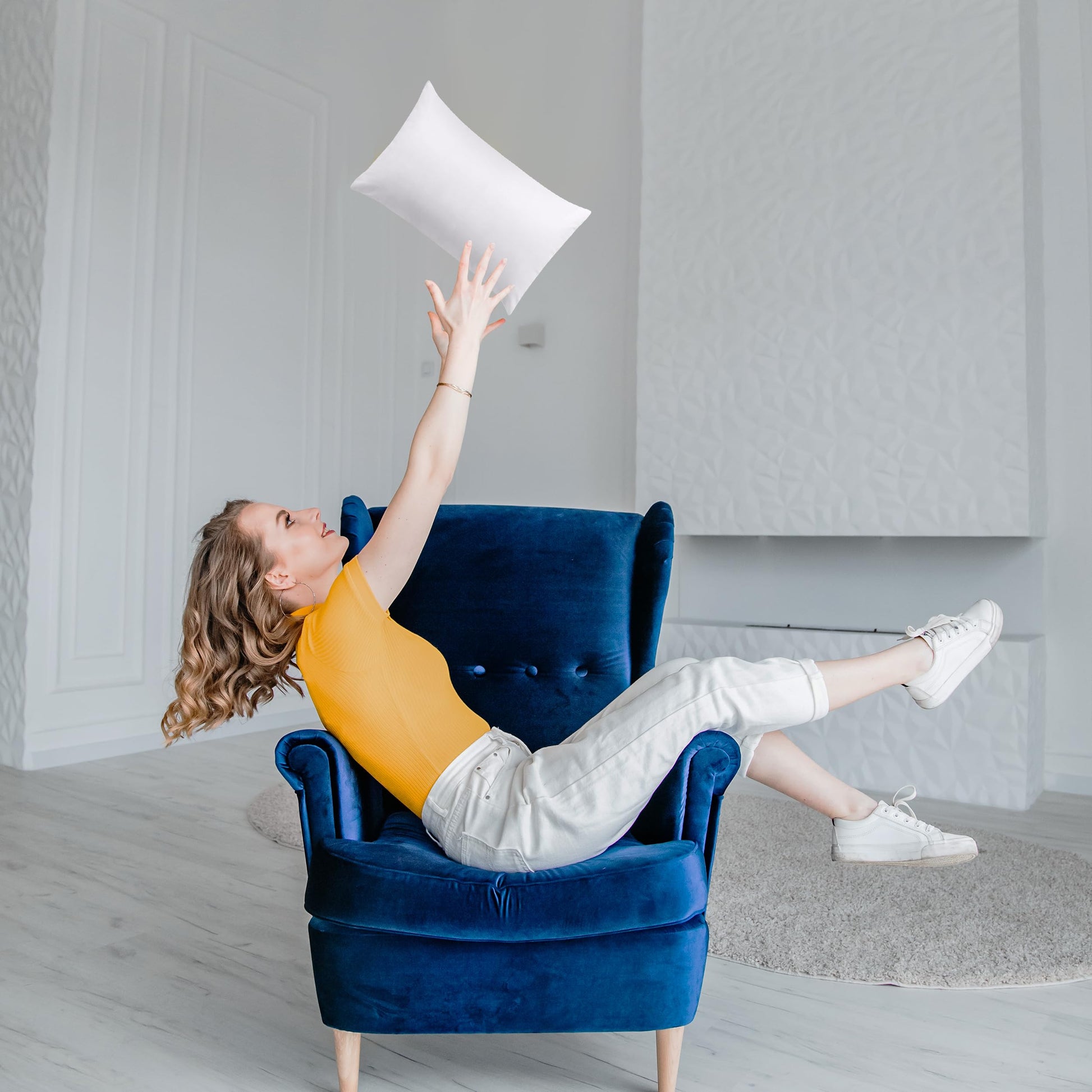 Utopia Bedding Throw Pillows (Pack of 2, White), 12 x 20 Inches Indoor Decorative Pillow Insert for Sofa, Bed and Couch - Medaid International