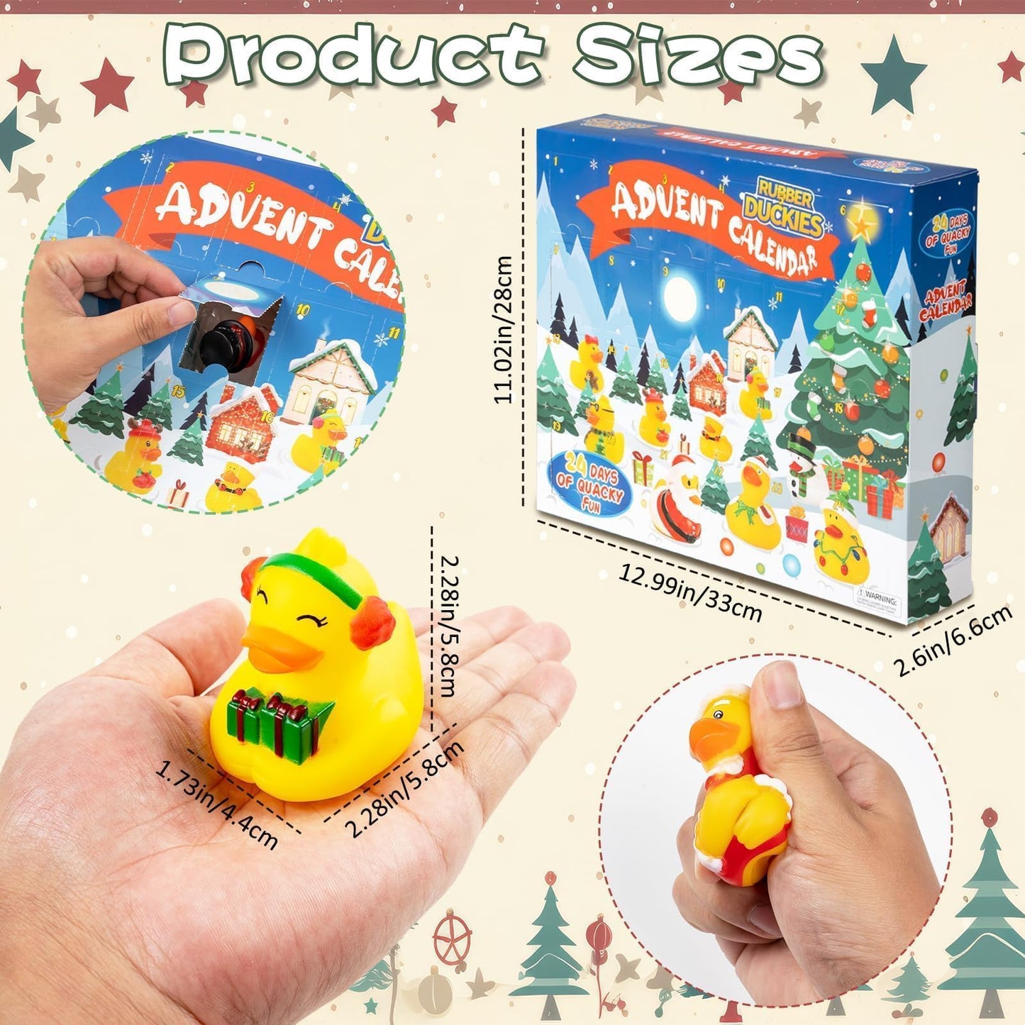 2025 Advent Calendar Christmas Ducks - 24pcs Rubber Duck Advent Calendar 24 Days of Christmas Countdown Toys for Xmas Party Favors Kids Toddlers - Medaid International