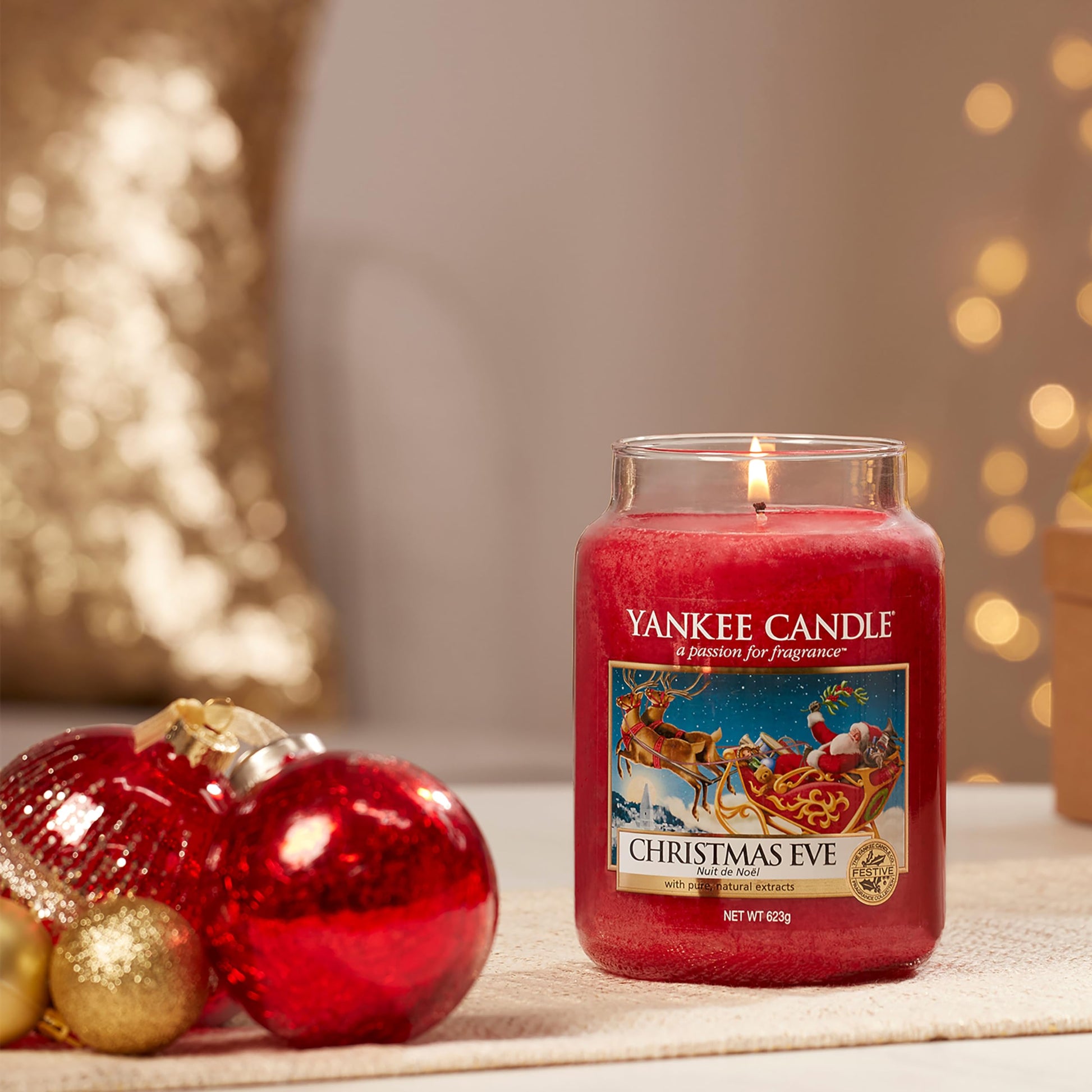 Yankee Candle Christmas Eve Scented, Classic 22oz Large Jar Single Wick Candle, Over 110 Hours of Burn Time - Medaid International