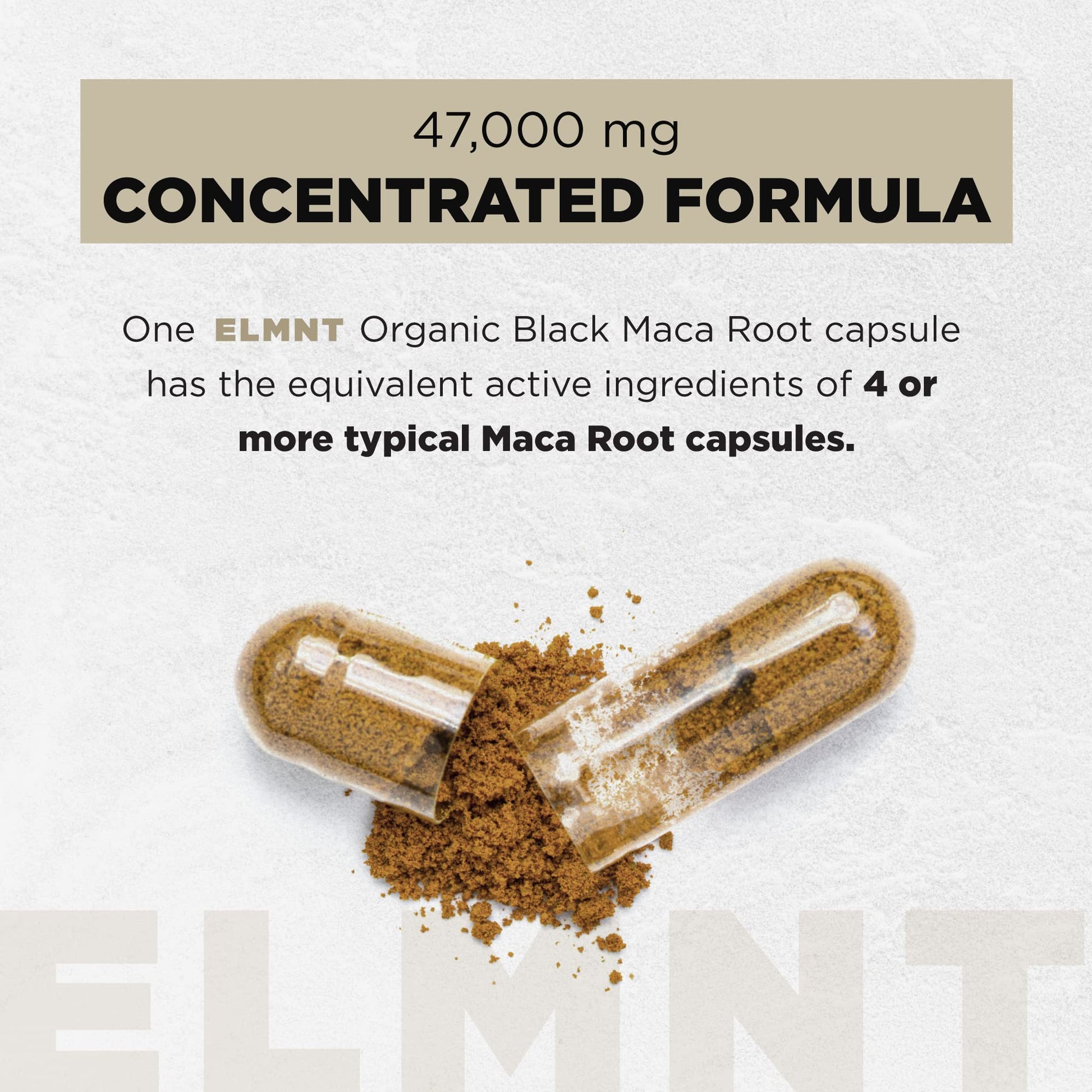 ELMNT 40,000mg 40x Strength Organic Black Maca Root w. Ashwagandha - #1 Highest Potency Black Maca Root Capsules for Men Supplement 40:1 Extract - 100% Pure Maca Peruana Maca Powder Pills Gelatinized - Medaid International