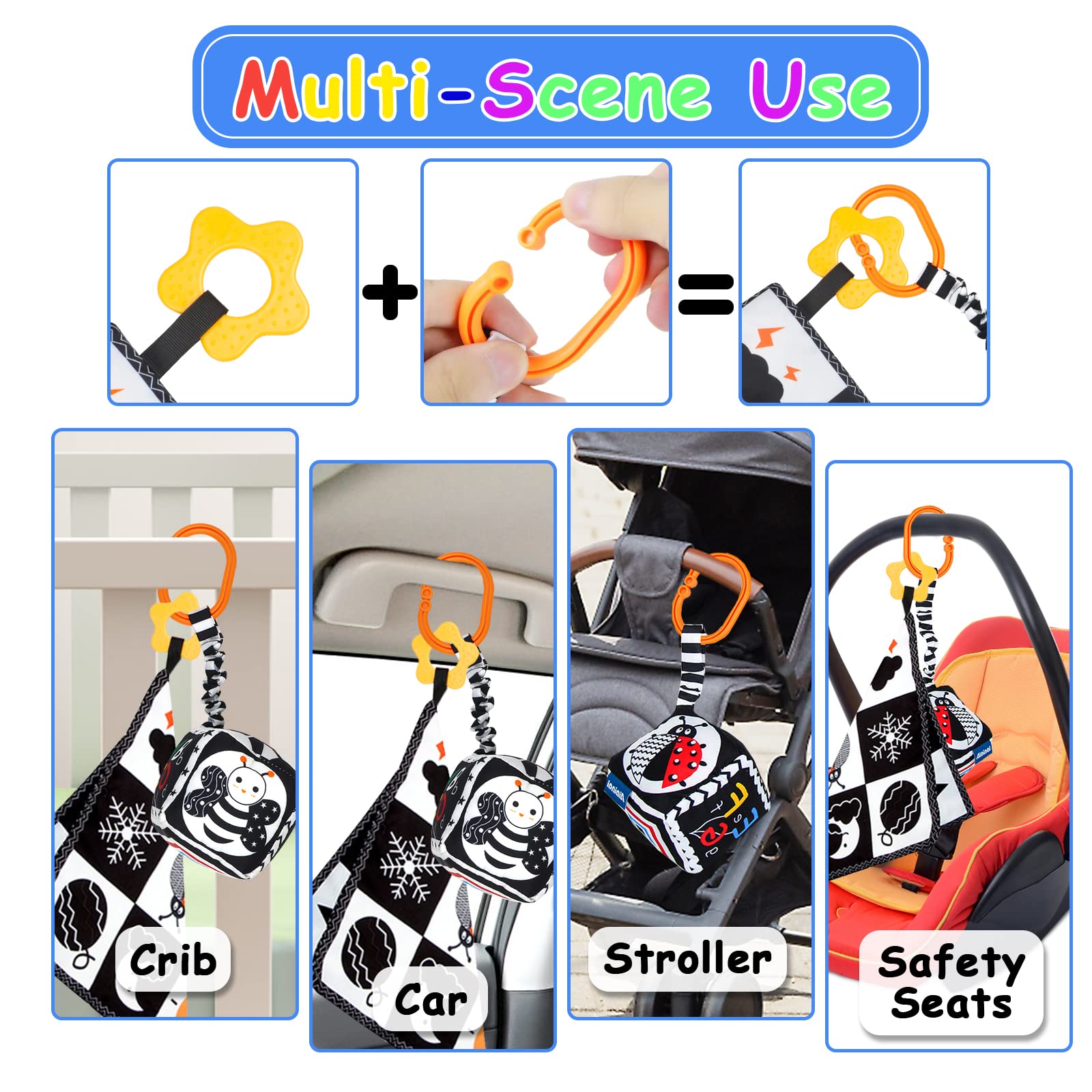 KUANGO 3 PCS Black and White High Contrast Baby Toys Newborn Toys 0-6 Months, Visual Stimulation Sensory Soft Book, Infant Tummy Time Toys 0-3-6 Months Baby Gifts - Medaid International