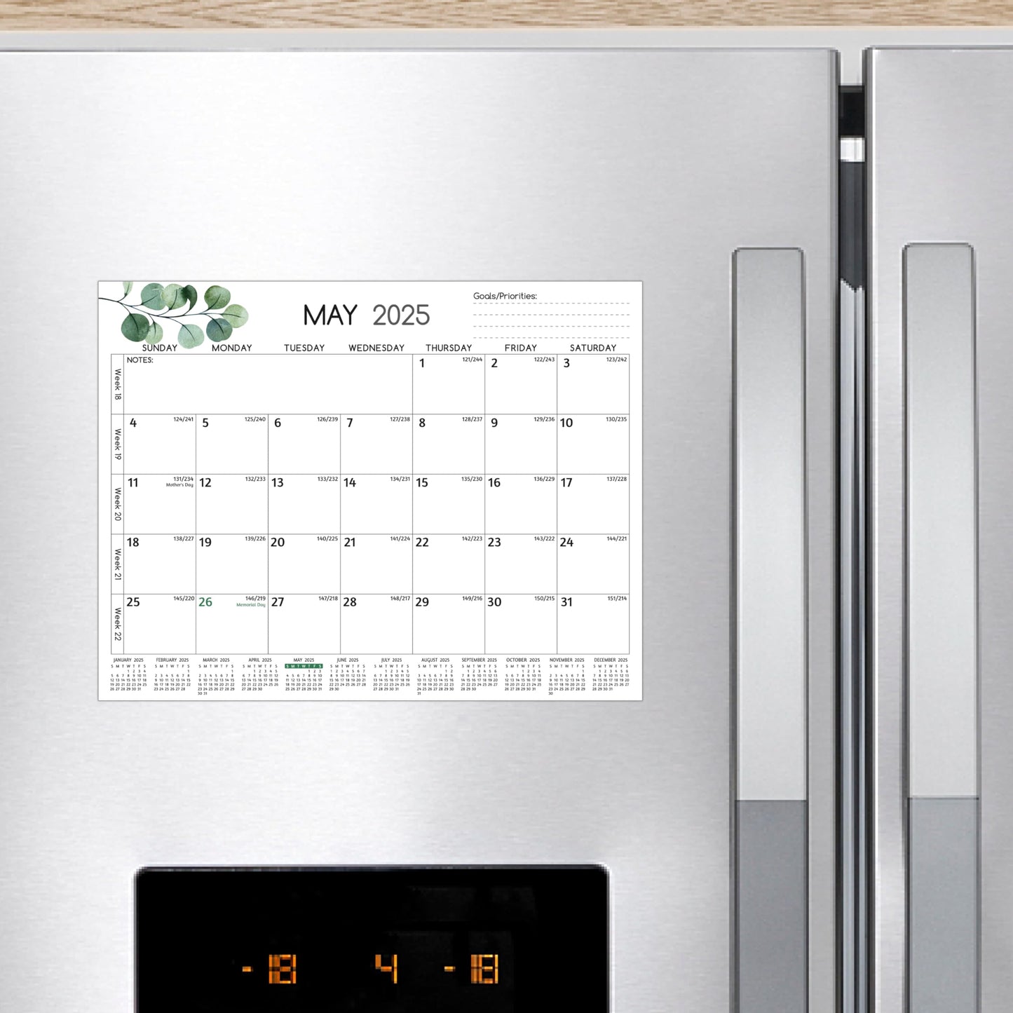 2025-2026 Magnetic Calendar for Refrigerator - Run Now to Dec 2026, 11'' x 8.5'', 2026 Monthly Calendar with Strong Magnets, Thicker Paper, Hard Cardboard, Priorities ＆ Notes, Yearly Overview - Medaid International
