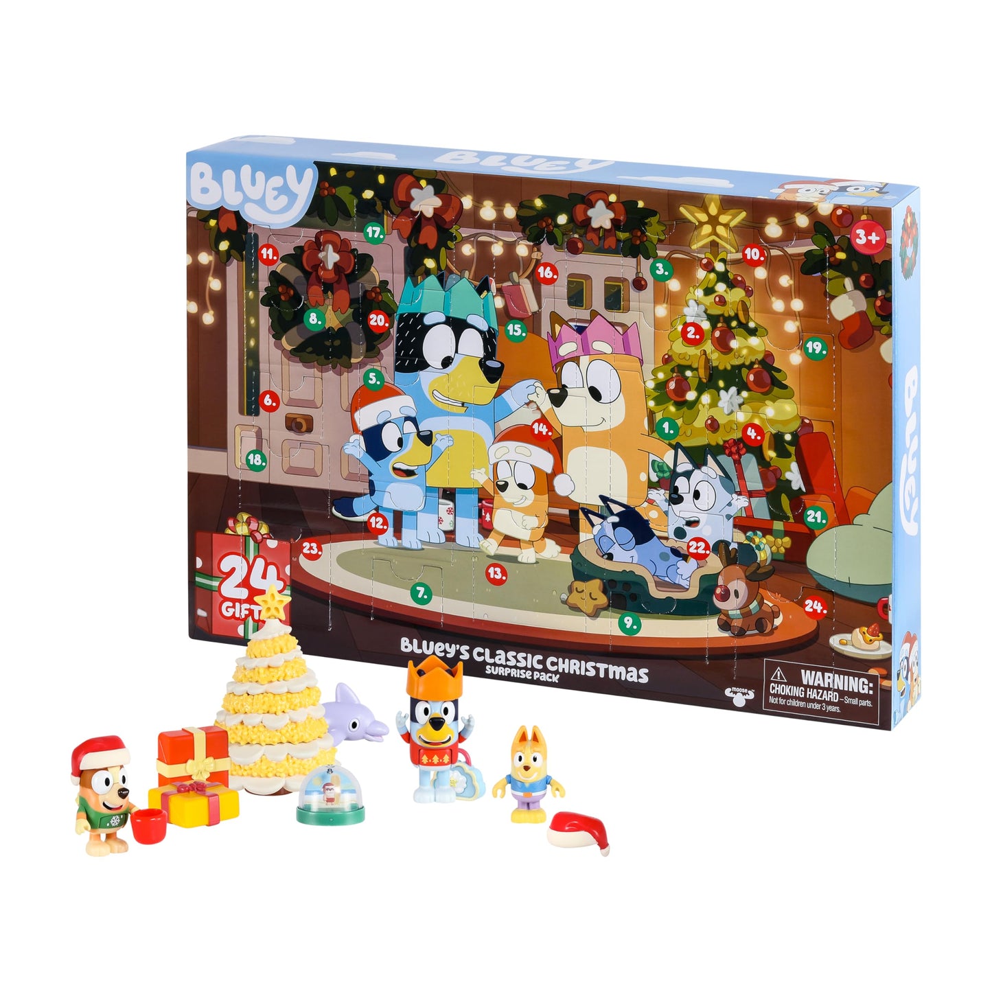 Bluey Advent Calendar Pack Toys for Girls and Boys, 24 Days of Surprises, Kids 2025 Advent Calendar w/Accessories, Stickers & Mini Christmas Tree - Medaid International