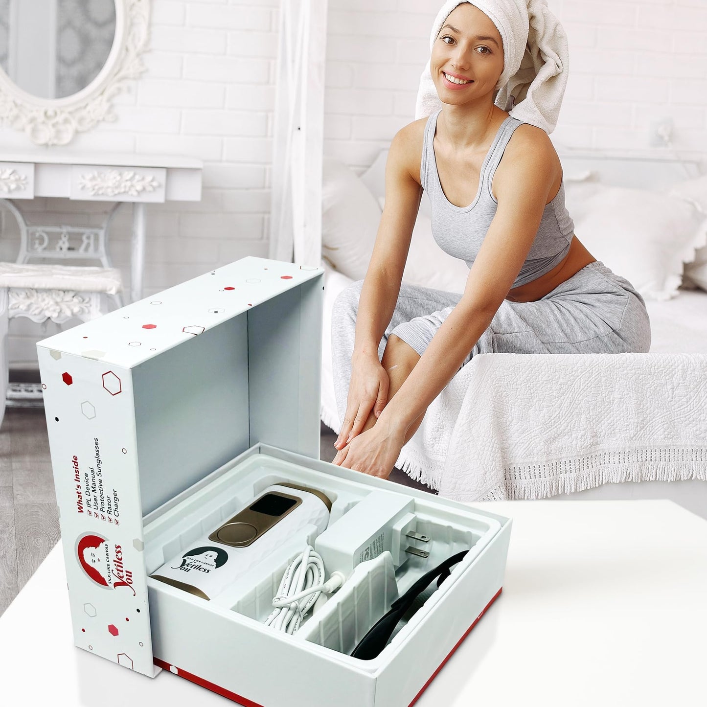 IPL Hair Removal Device, Laser Remover for Women & Men, at-Home Cooling Epilator with Quartz Tube, Hair Removal Machine for Yetiful Skin, Maquina Depilar (White) - Medaid International