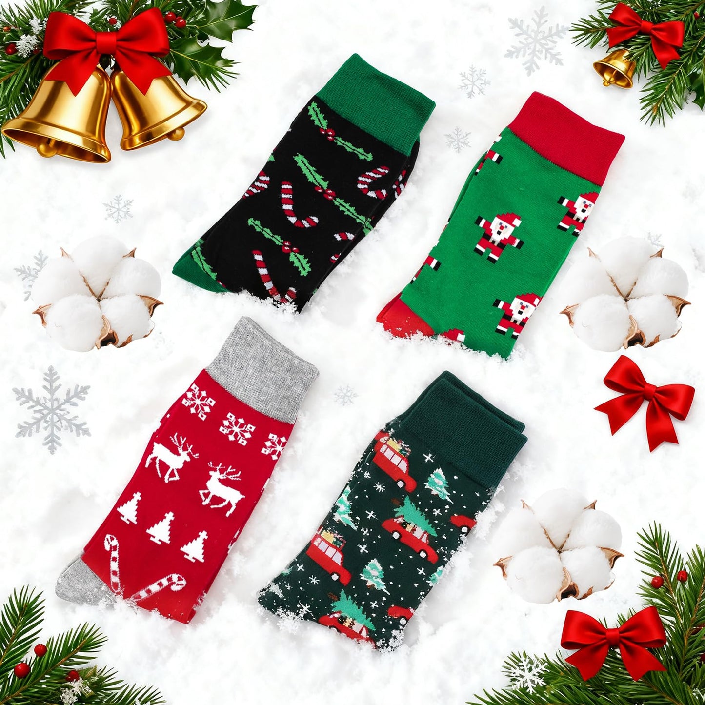Funny Socks for Women Men Christmas Socks Fuzzy Cozy Novelty Dress Socks Festive Crew Socks Size 7.5-12 - Medaid International
