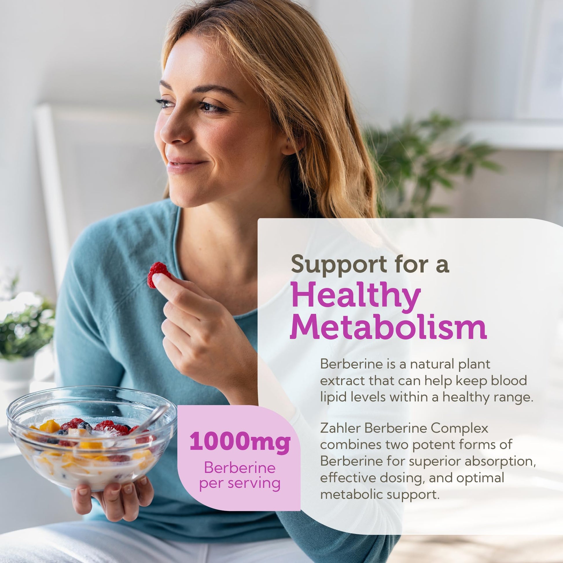 Zahler Berberine with Clinically Evaluated Berbevis, Metabolism and Glucos Support Formula, 60 Capsules. - Medaid International