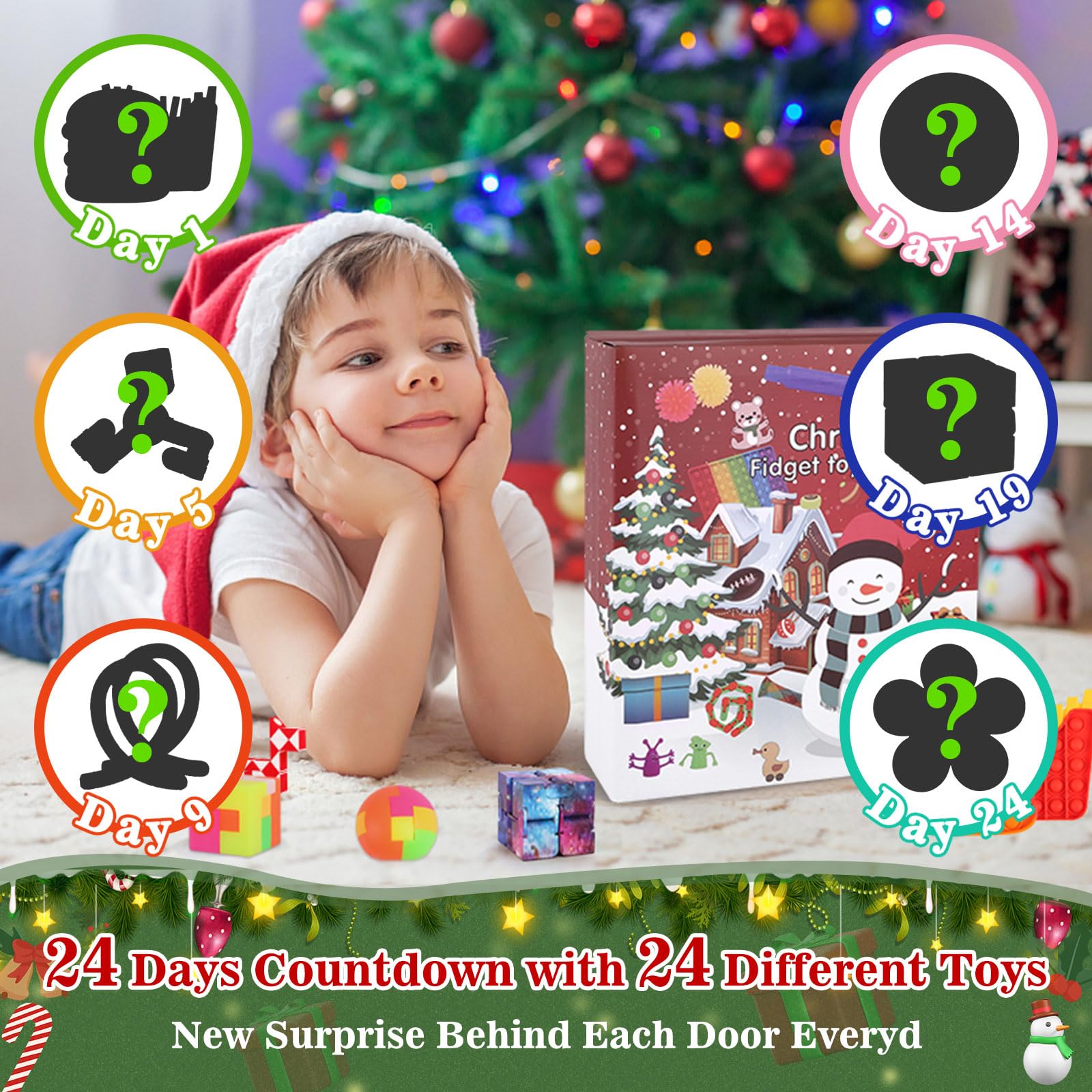 Fidget Advent Calendar, 24 Days of Surprises Fidget Toys Box, Christmas Countdown Advent Calendars for Kids - Medaid International