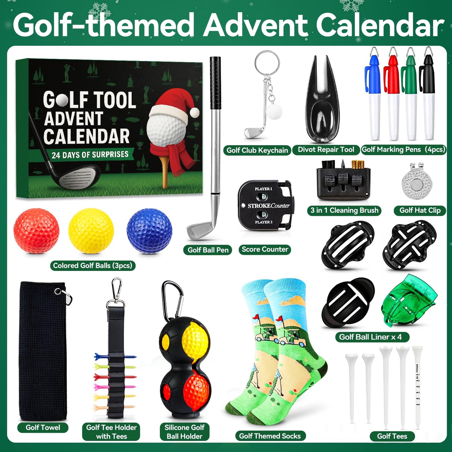 Golf Advent Calendar 2025 Adult Men – 24 Days Golf Accessories & Tools | Golfer’s Christmas Gifts | Countdown Gifts for Husband & Dad & Boyfriends - Medaid International
