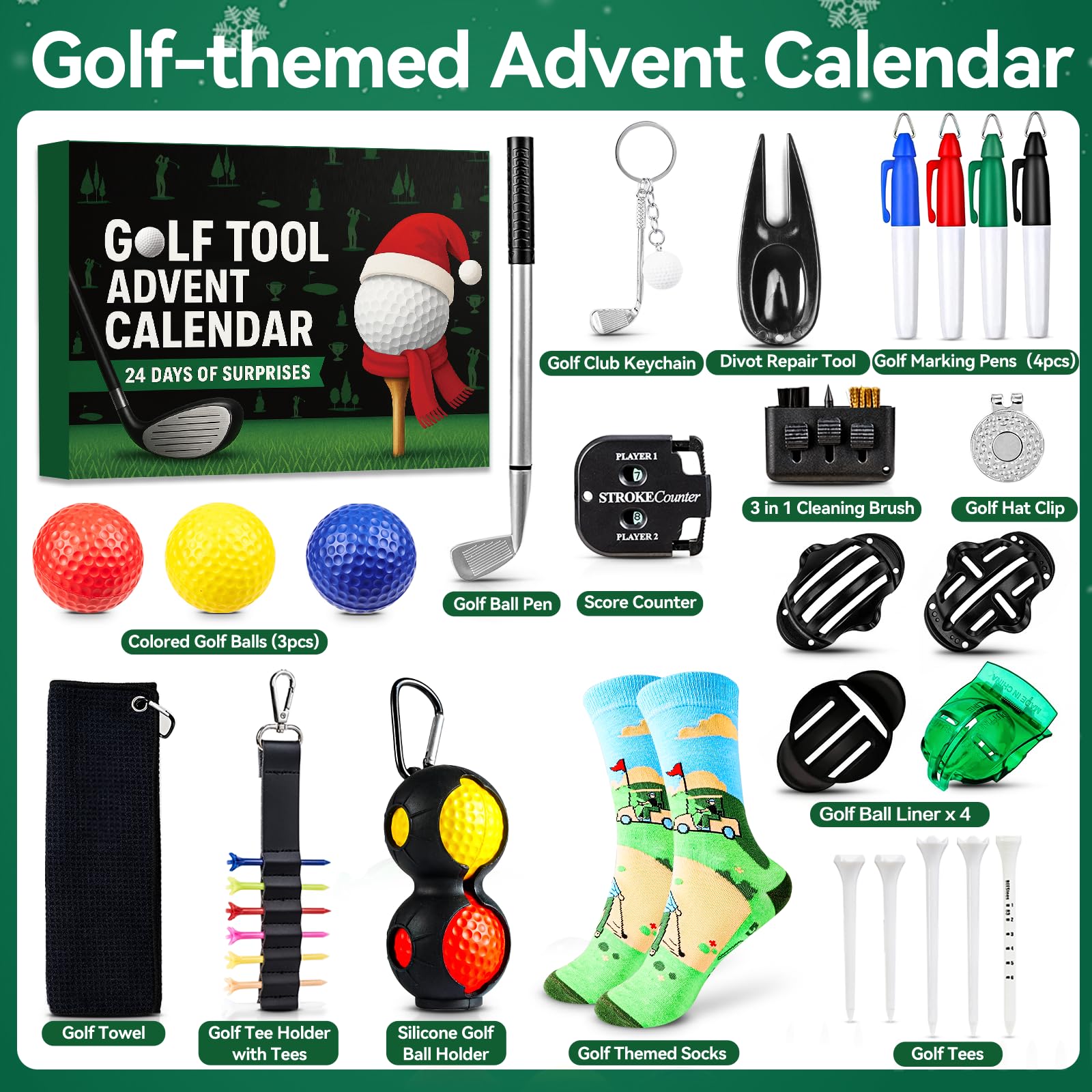 Golf Advent Calendar 2025 Adult Men – 24 Days Golf Accessories & Tools | Golfer’s Christmas Gifts | Countdown Gifts for Husband & Dad & Boyfriends - Medaid International