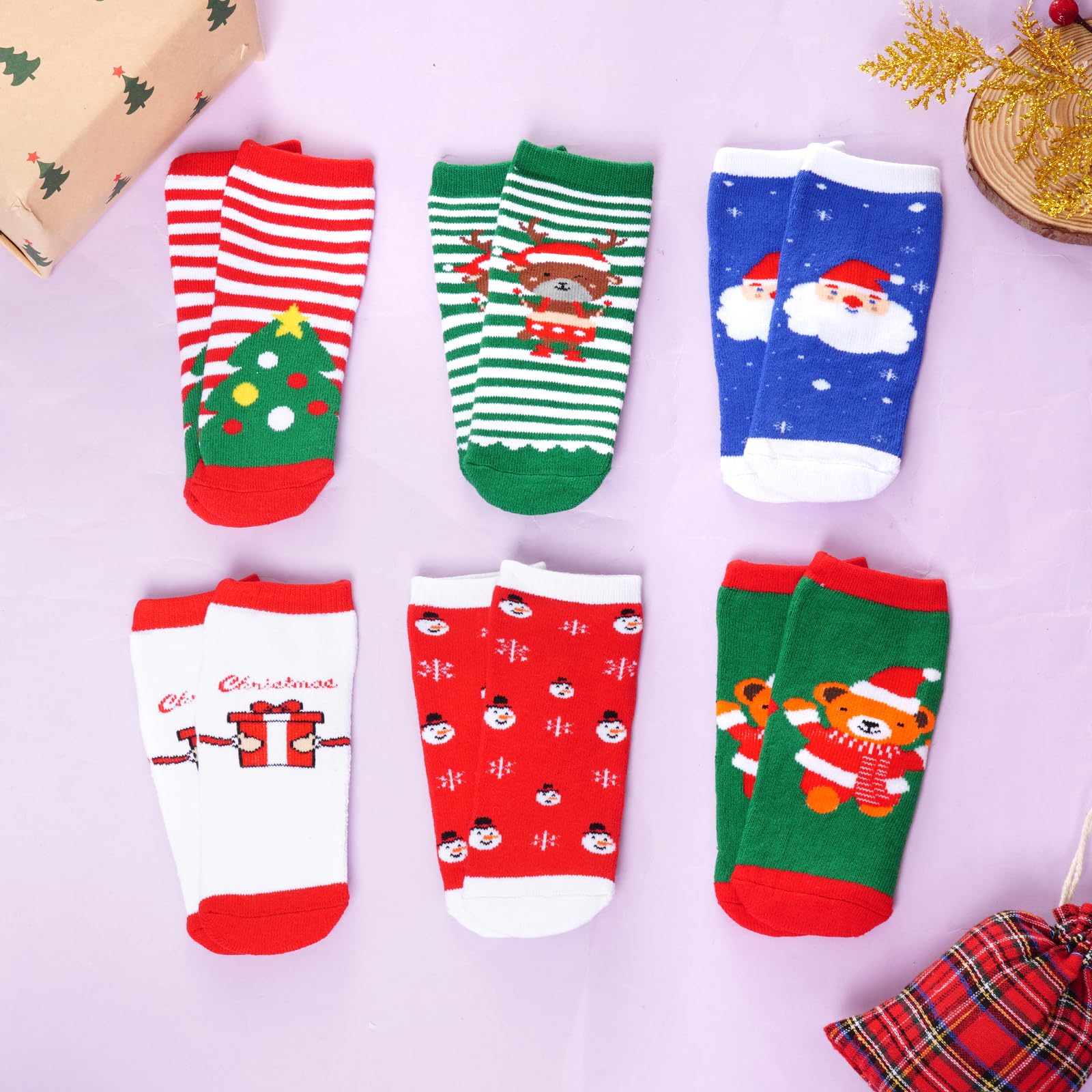 Nydotd 6 Pairs Kids Christmas Winter Socks Thick Cotton Warm Socks Thermal Crew Socks for Unisex Boys Girls Children Xmas Gift (US, Age, 7 Years, 10 Years) - Medaid International