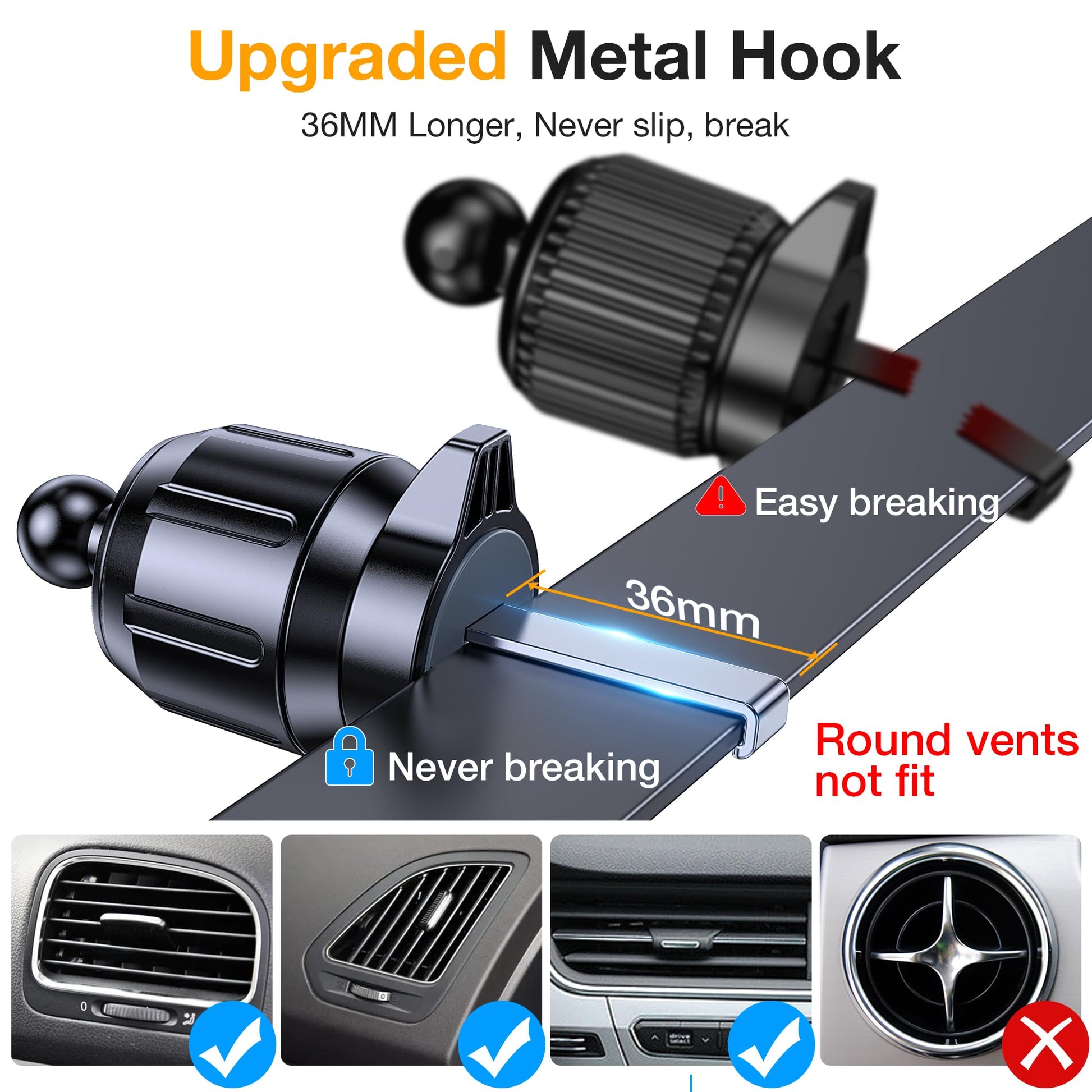 Romuto Car Phone Holder Mount【2025 Strongest Suction】Phone Mount for Car Cell Phone Holders for Your Car Accessories for Women Men Dashboard/Windshield/Vent/Wall Mounts Truck Stand for iPhone Samsung - Medaid International