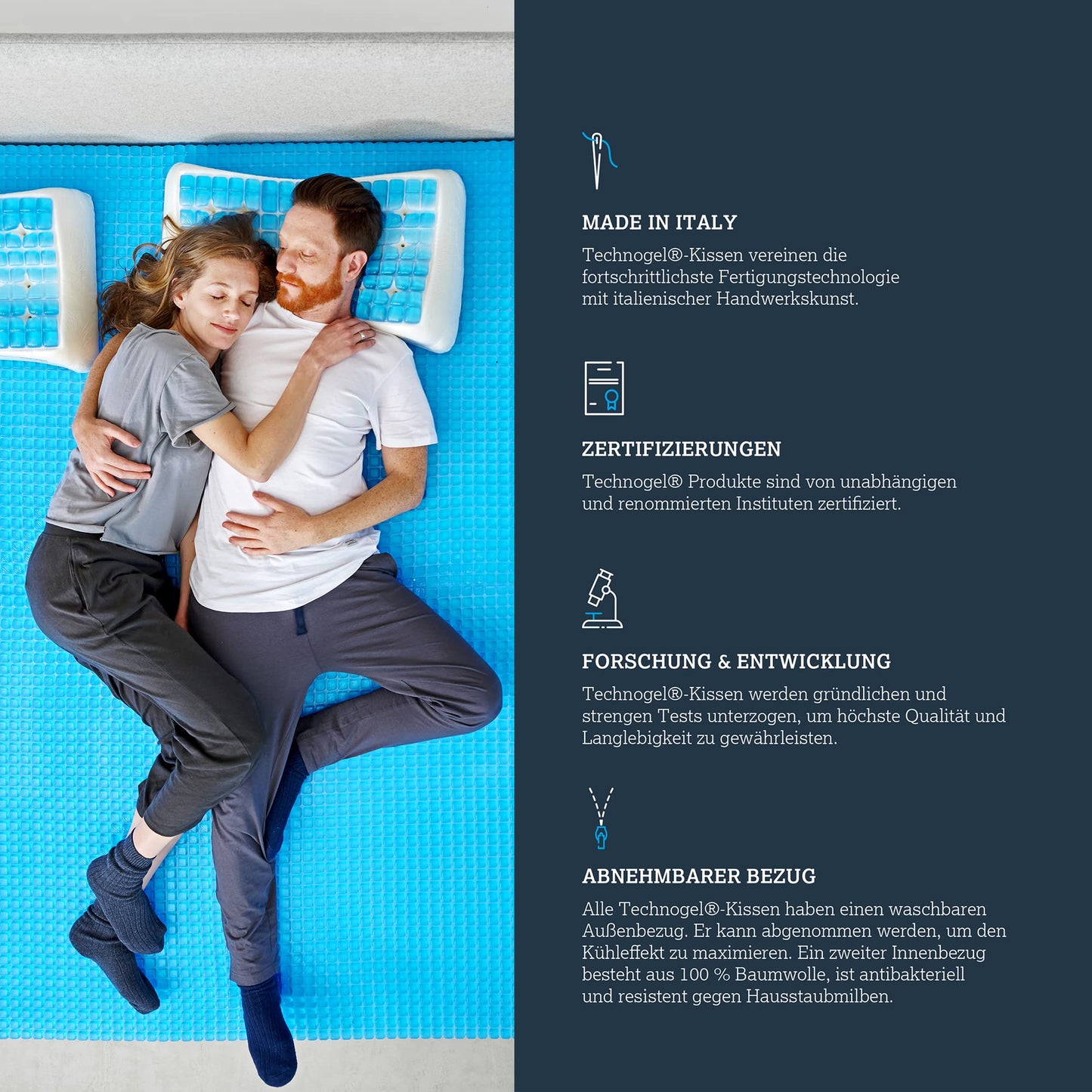 Technogel Anatomic Cooling Gel Pillow – Dual-Height Cervical Spine Support, Memory Foam Base, Washable Cover, Side & Back Sleepers King Size - Medaid International