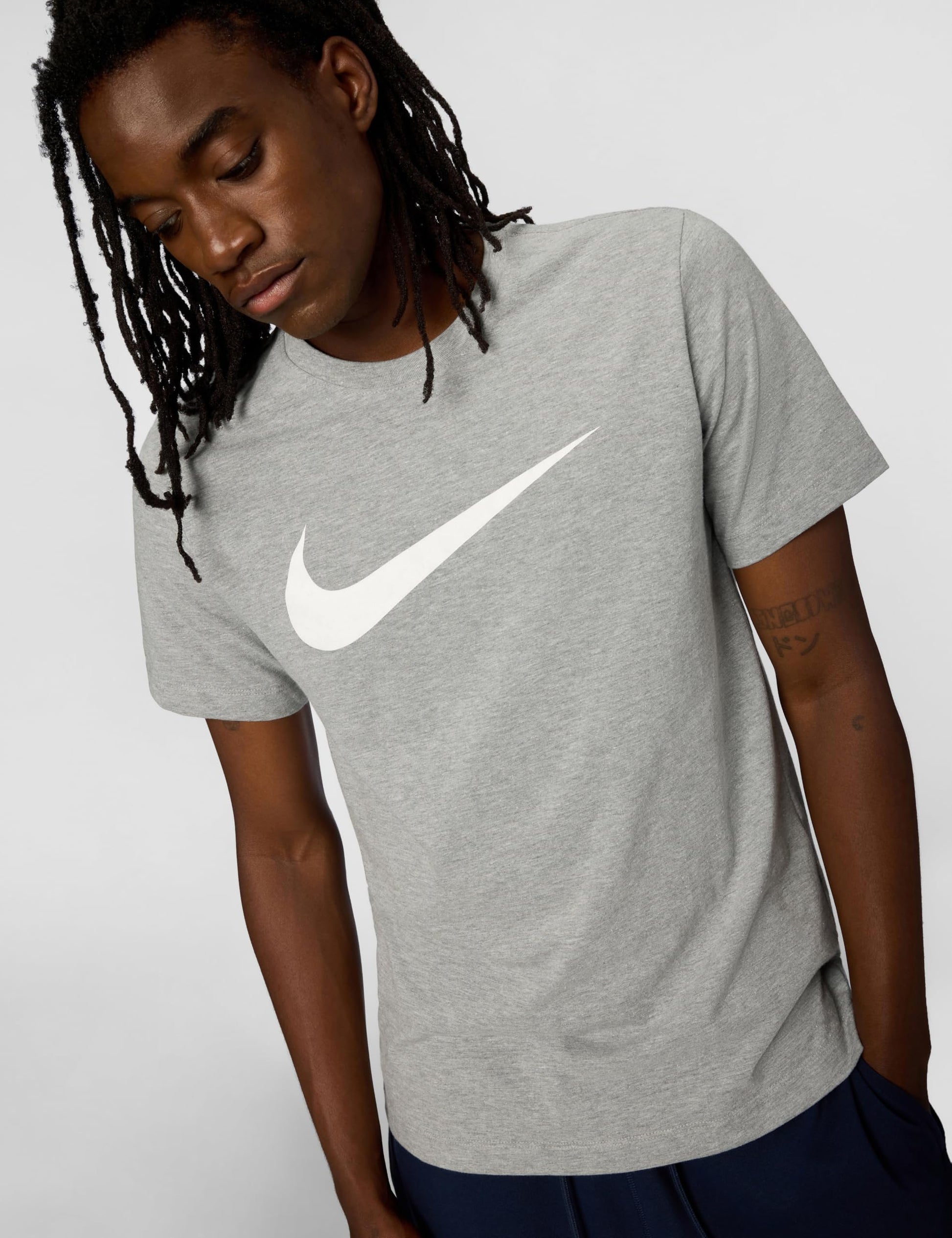 Nike Men's Sportswear Icon Swoosh T-Shirt, Dark Grey Heather/White, 2XL - Medaid International
