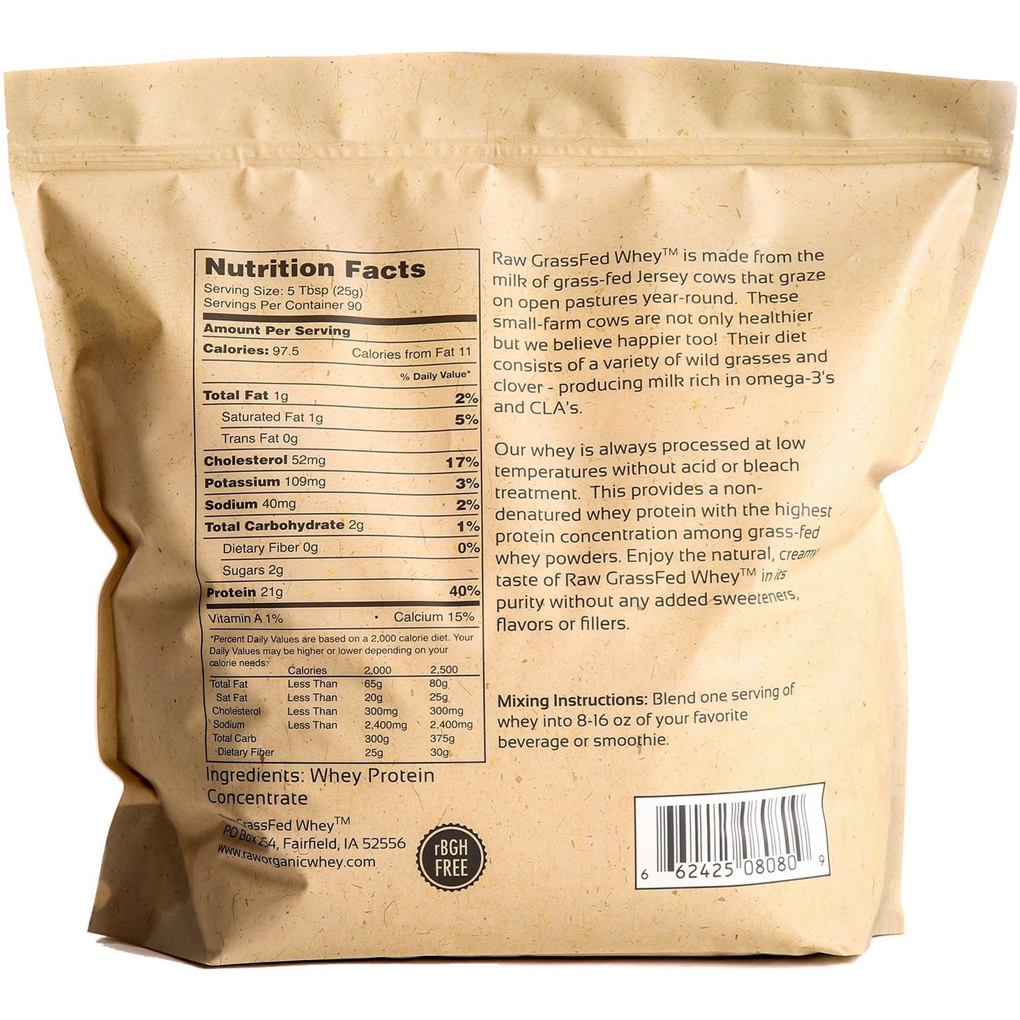 Raw Grass Fed Whey Protein Powder – Unflavored, Only 1 Ingredient: 100% Pure Grass-Fed Whey from Happy, Healthy Cows – Undenatured, Non-GMO, Hormone-Free, Gluten-Free, Made in USA, 5LB - Medaid International