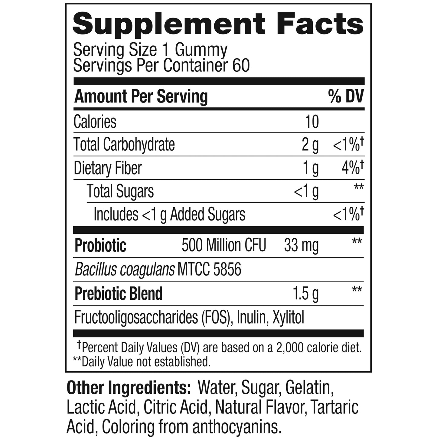 OLLY Probiotic + Prebiotic Gummy, Digestive Support and Gut Health, 500 Million CFUs, Fiber, Adult Chewable Supplement for Men and Women, Peach, 60 Day Supply - 60 Count - Medaid International