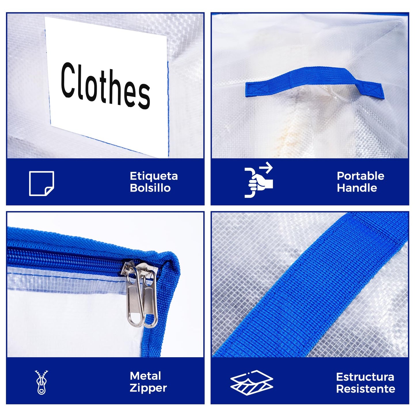 ZFWDSY 105L Moving Bags 6 pack Storage Bag Large Moving Boxes with Lids, Zippers Handles for Moving Totes Bins, College Dorm, Traveling, Camping, Christmas - Medaid International