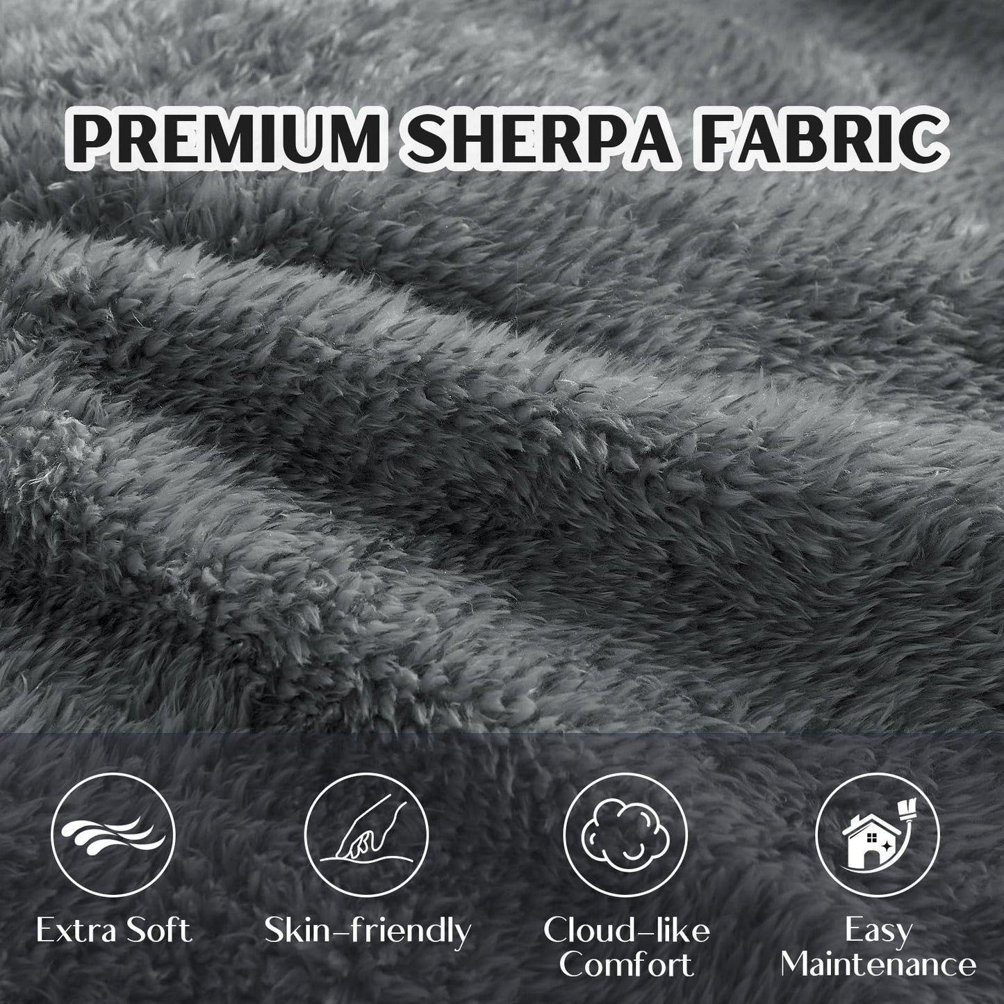 SHOUREN Large Bean Bag Chair,Sherpa Fabric Bean Bag Couch with Backrest,Comfy Bean Bag Sofa for Adults/Teens,Extra Soft Memory Foam Floor Sofa,Dark Grey - Medaid International