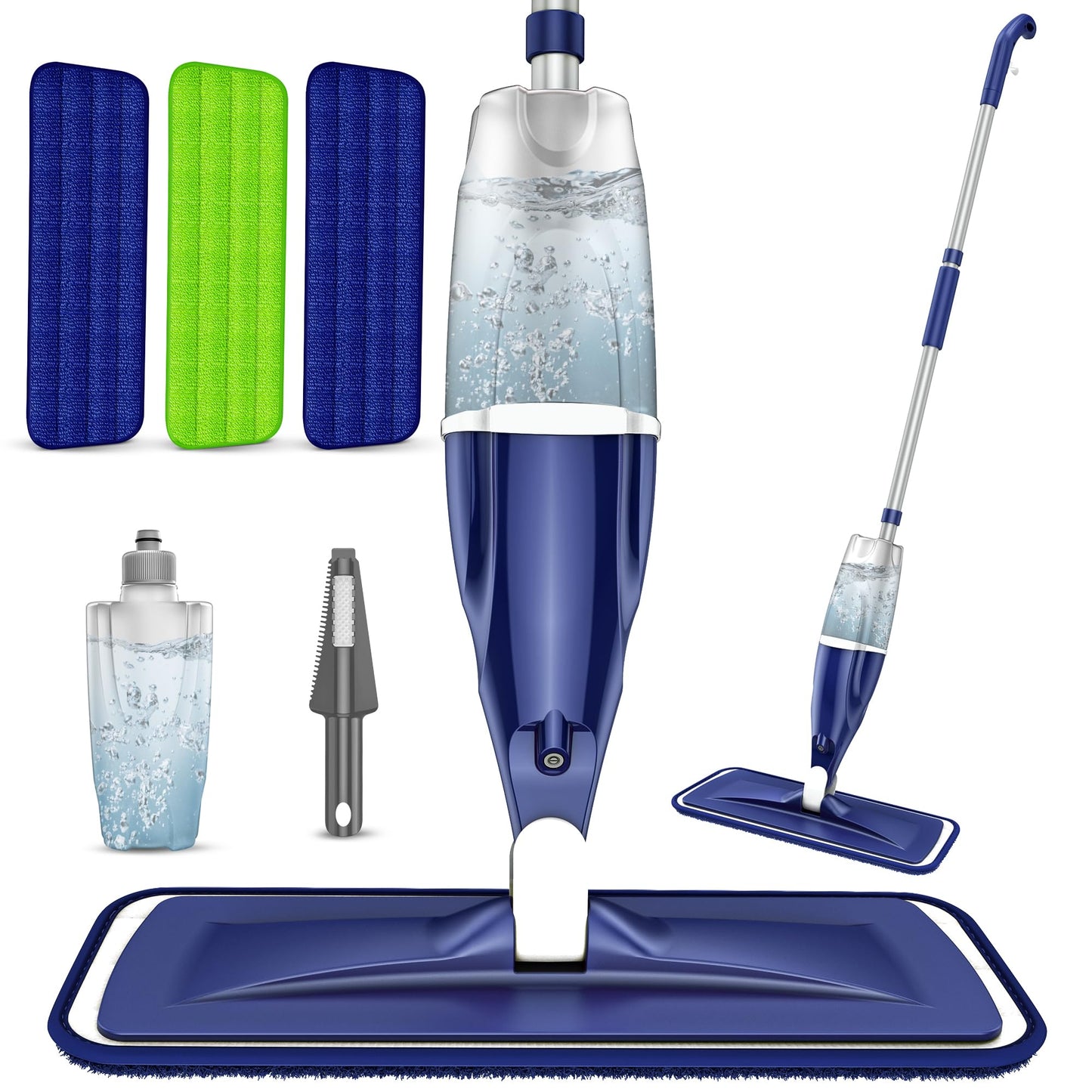 Microfiber Spray Mop for Floors Cleaning: Wet Dry Hardwood Floor Mops with 3 Washable Reusable Pads for Swiffer Powermop - Flat Mop with Sprayer for Tile Wood Laminate Vinyl Marble - Medaid International
