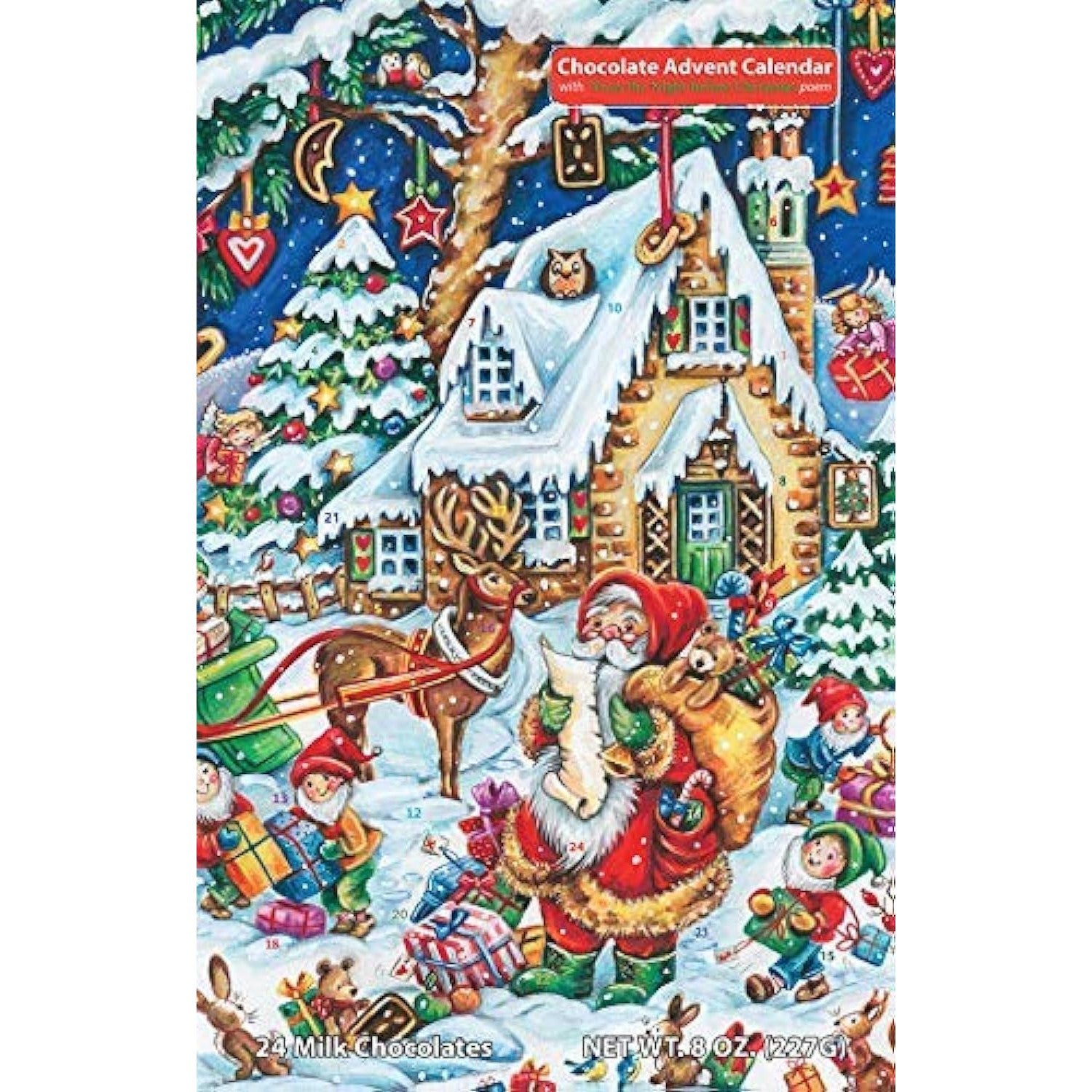Santa's Helpers Chocolate Advent Calendar (Countdown to Christmas) - Individually Wrapped Milk Chocolate Treats - 8 oz. of Candy - by Vermont Christmas Company - Medaid International