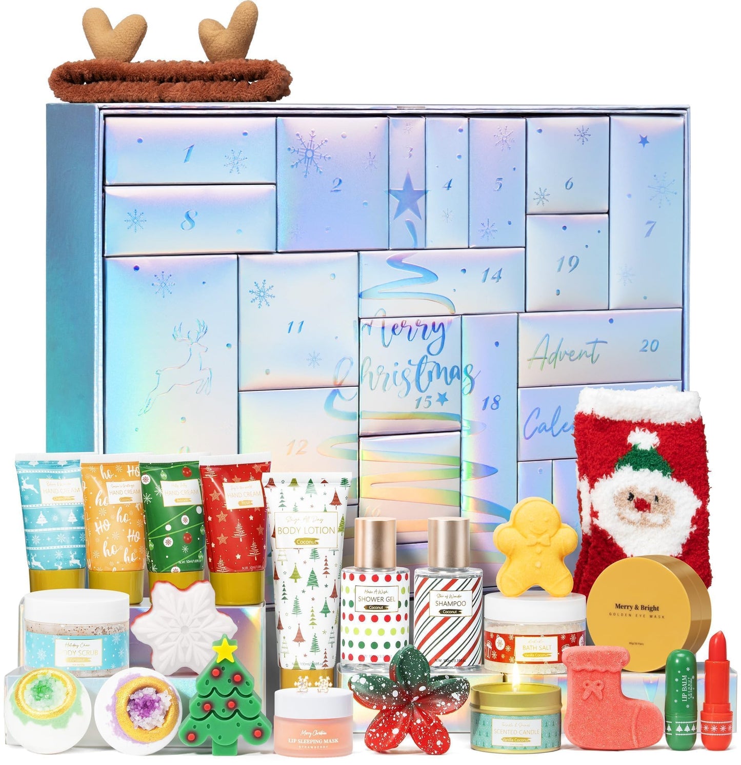 Qinline Advent Calendar 2025 Adult Women - 24 Days Beauty Advent Christmas Countdown Calendar for Teen Girls Luxury Self Care Basket Bath Body Spa Gift Set for Women Wife Mom Girlfriend Sister Grandma - Medaid International