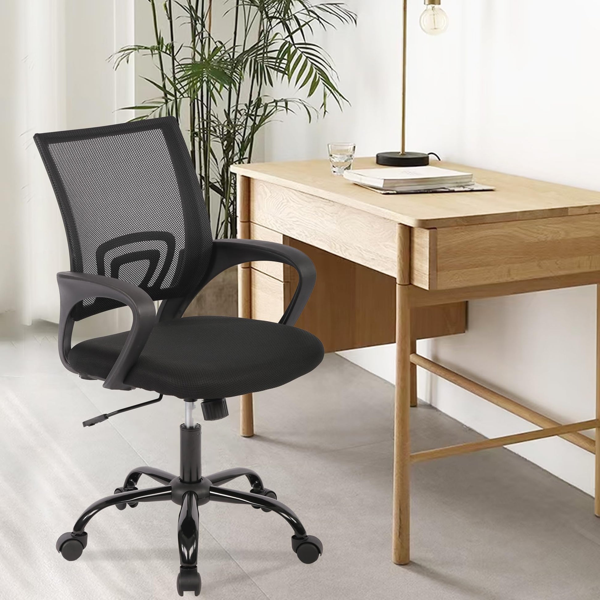 PayLessHere Office Computer Chair Ergonomic Cheap Desk Chair Adjustable Comfortable Mid Back Task Rolling Swivel with Lumbar Support for Home Office (Pack of 1, Black) - Medaid International