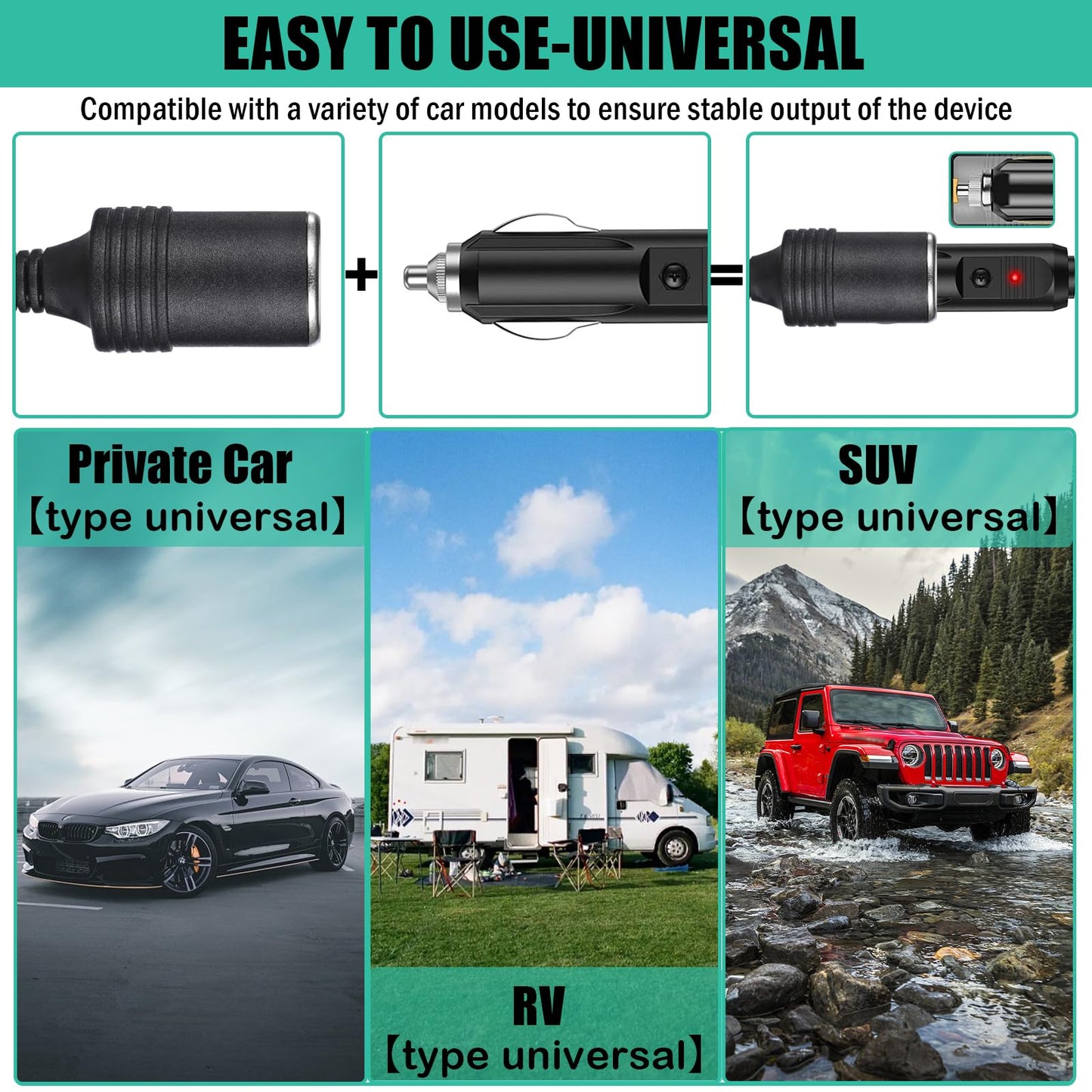AC to DC Converter, 100V ~ 240V to 12V 15A 180W, Car Cigarette Lighter Socket AC/DC Power Supply Adapter Transformer for Tire Inflator, Car Refrigerator, Car Vacuum Cleaner, and Other Car Devices - Medaid International