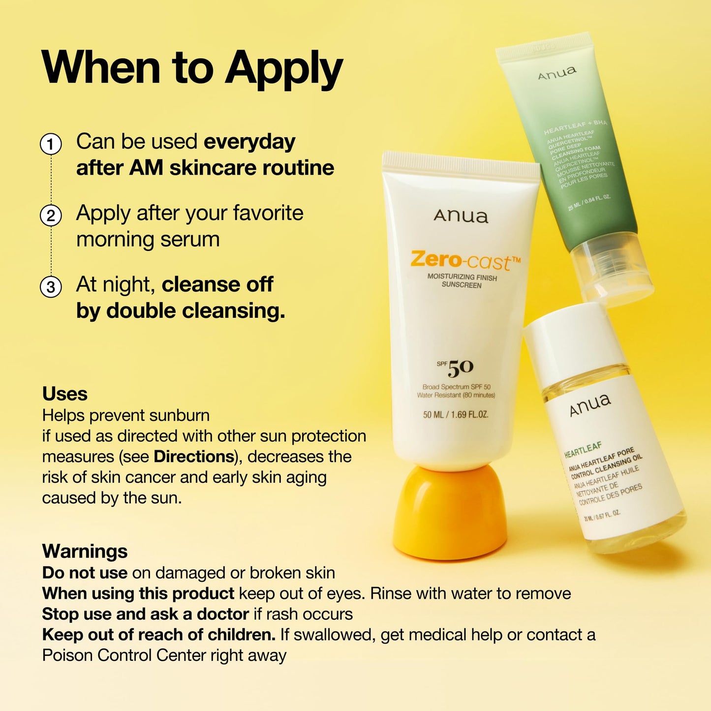 Anua Zero-Cast Moisturizing Finish Sunscreen,SPF 50, Glow Natural Sunscreen,No White Cast, Hyaluronic Acid, Niacinamide Sun Block For face,Oil-Free, Oxybenzone Free, Travel Essential (50ml/1.69fl.oz) - Medaid International