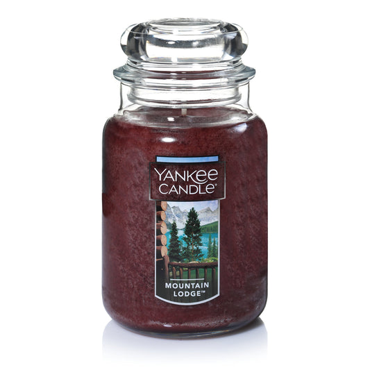 Yankee Candle Mountain Lodge Scented, Classic 22oz Large Jar Single Wick Aromatherapy Candle, Over 110 Hours of Burn Time, Apothecary Jar Fall Candle, Autumn Candle Scented for HOM - Medaid International